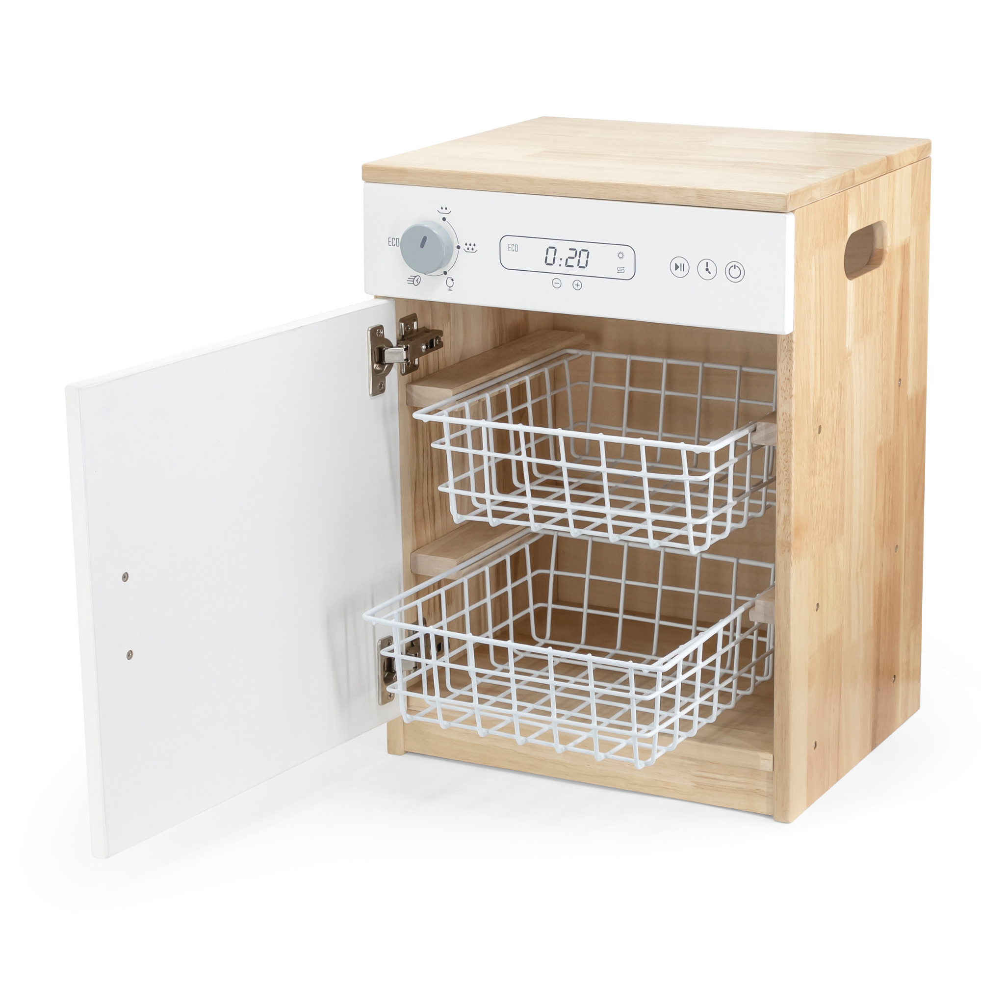VIGA White Wooden Kitchen  Dish Washer Pretend Play Set for Kids  Age 3 Years and Above