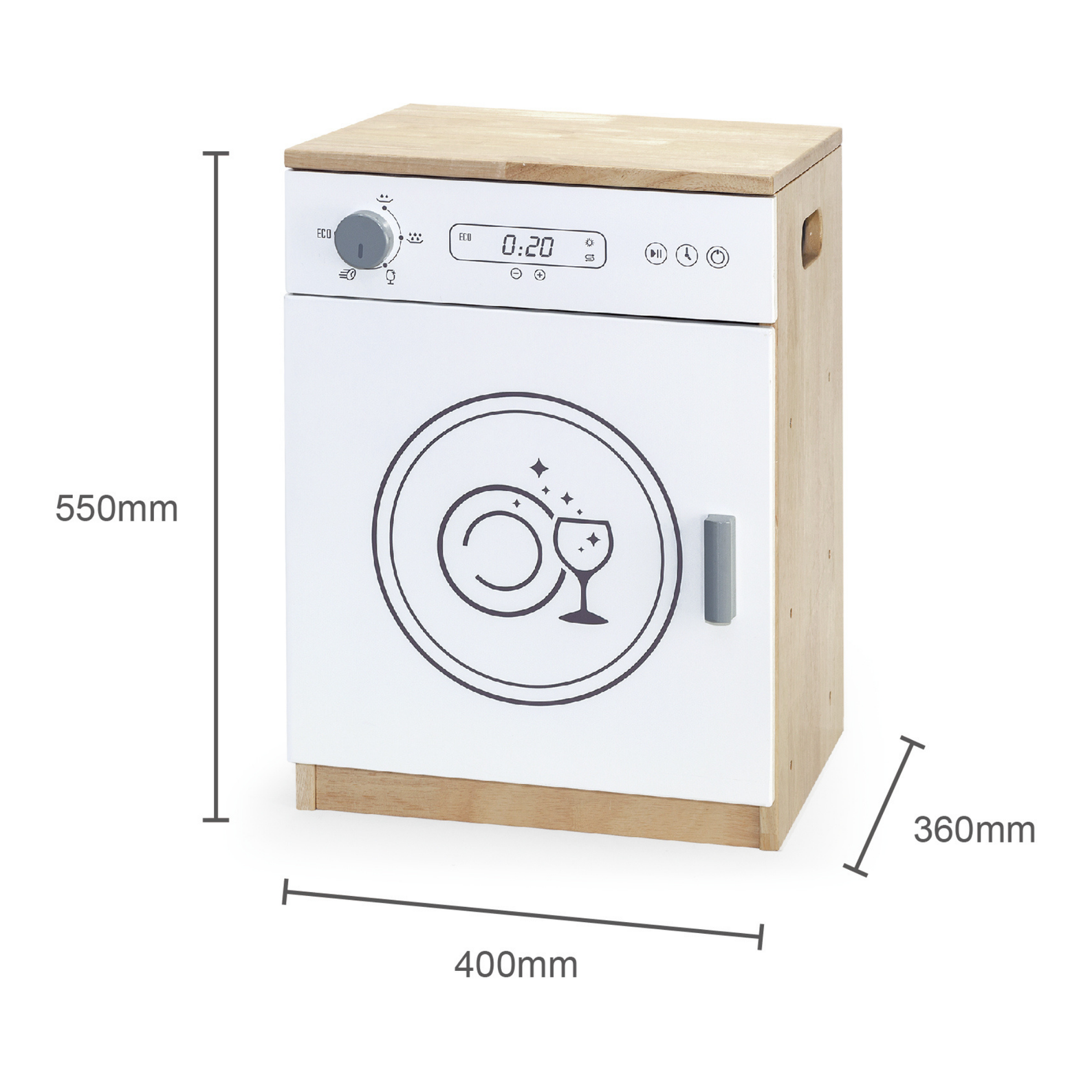 VIGA White Wooden Kitchen  Dish Washer Pretend Play Set for Kids  Age 3 Years and Above