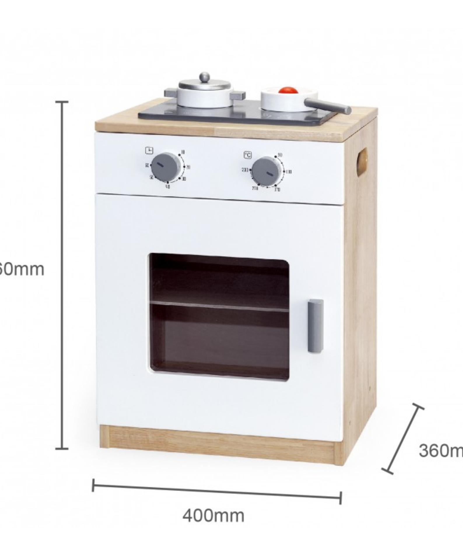 VIGA Wooden White Kitchen Stove with Accessories  Pretend Play Cooking Set for Kids  Modern Roleplay Toy for Early Learning and Imaginative Play