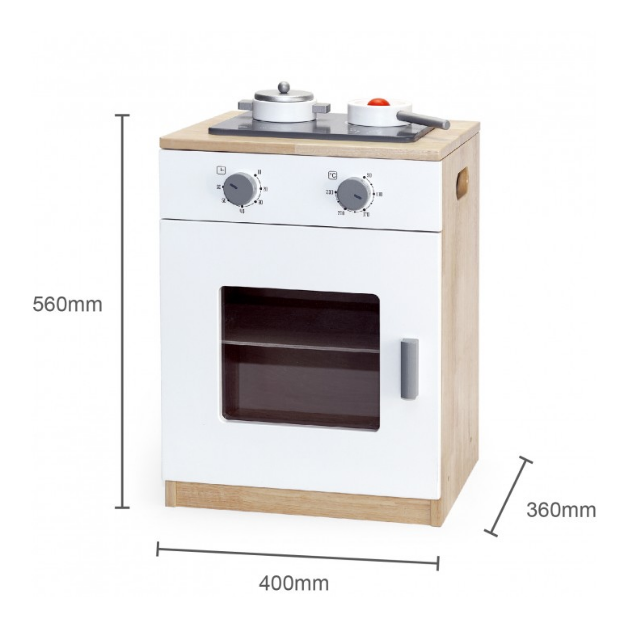 VIGA Wooden White Kitchen Stove with Accessories  Pretend Play Cooking Set for Kids  Modern Roleplay Toy for Early Learning and Imaginative Play