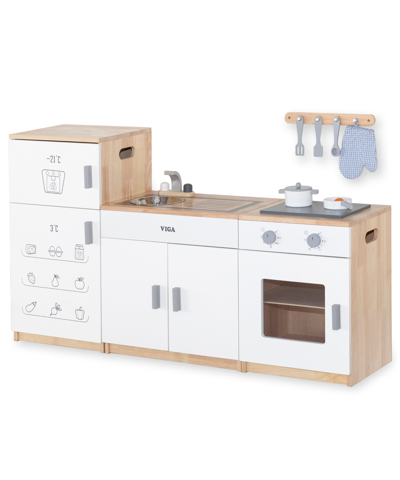 VIGA Wooden White Kitchen Sink  Pretend Play Roleplay Toy for Kids  Modern Wooden Playset for Early Learning and Imaginative Play