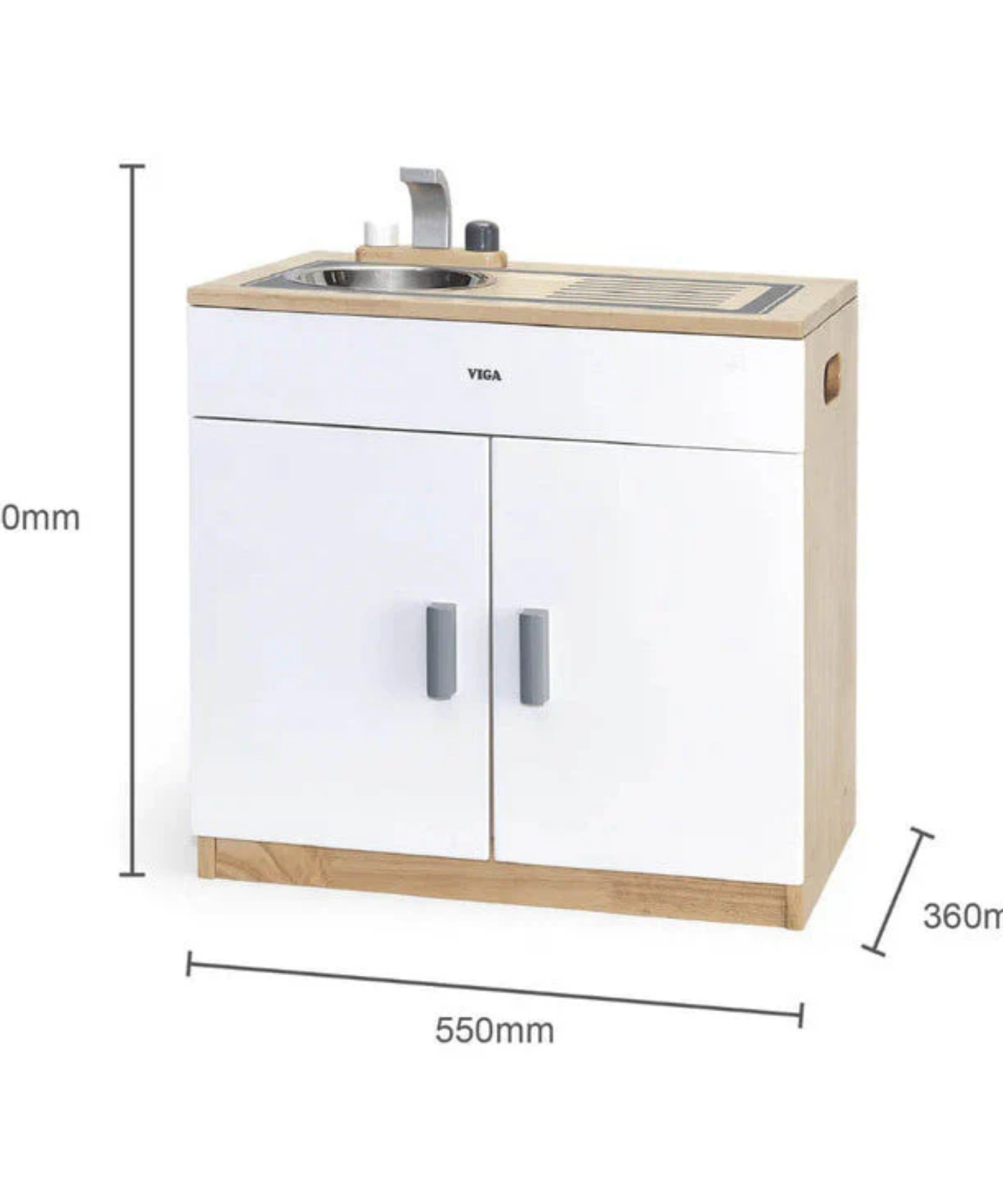 VIGA Wooden White Kitchen Sink  Pretend Play Roleplay Toy for Kids  Modern Wooden Playset for Early Learning and Imaginative Play