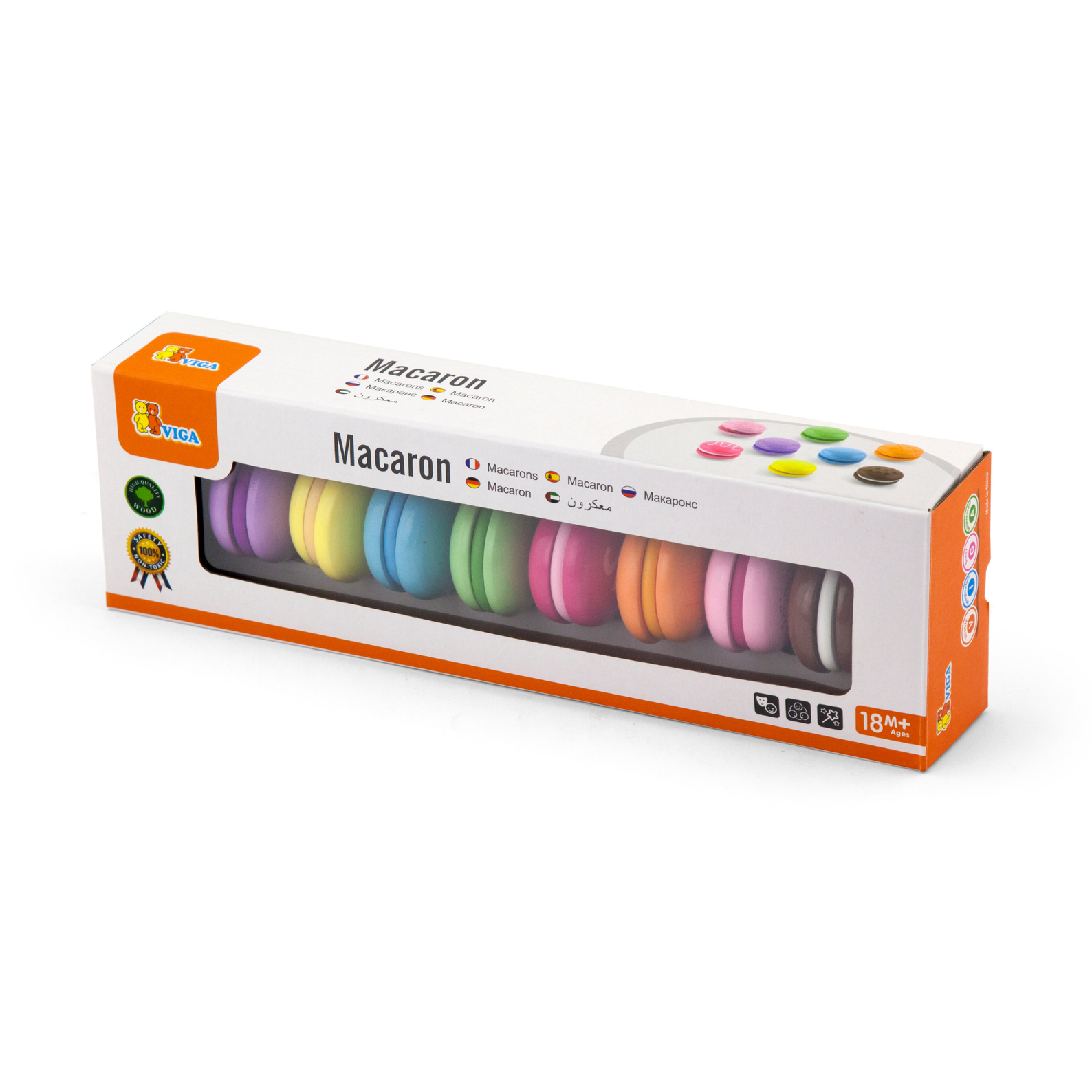 Viga Wooden Rainbow Macaron Cookie Set  Pretend Play Dessert Toy for Toddlers  Velcro-Attached Pieces  Non-Toxic Paint  Ages 18 Months and Up