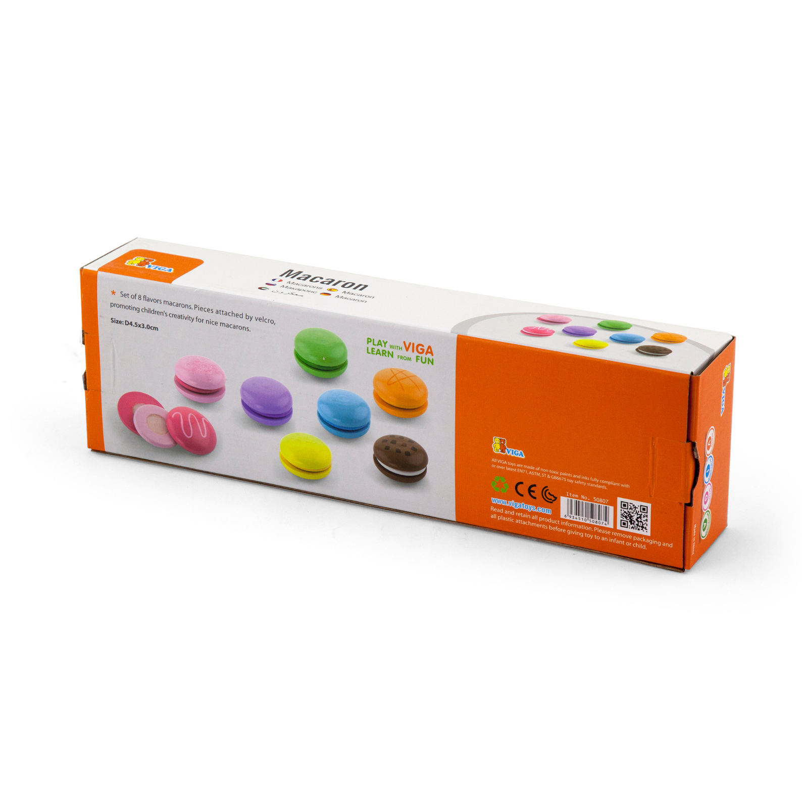 Viga Wooden Rainbow Macaron Cookie Set  Pretend Play Dessert Toy for Toddlers  Velcro-Attached Pieces  Non-Toxic Paint  Ages 18 Months and Up