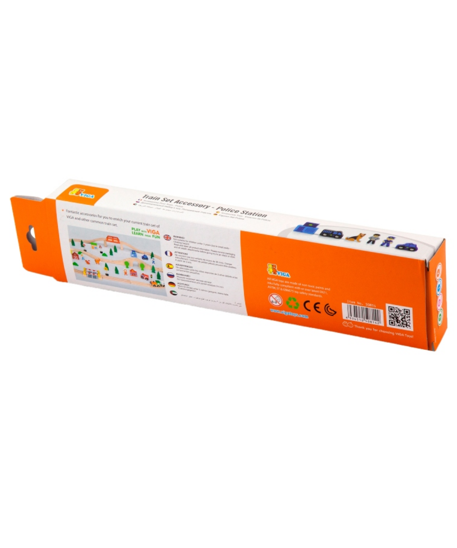 VIGA Wooden Police Station Figure Set  Train Set Accessory with Police Car, Officer, Dog and More  Imaginative Roleplay Toy for Kids Ages 3 and Up