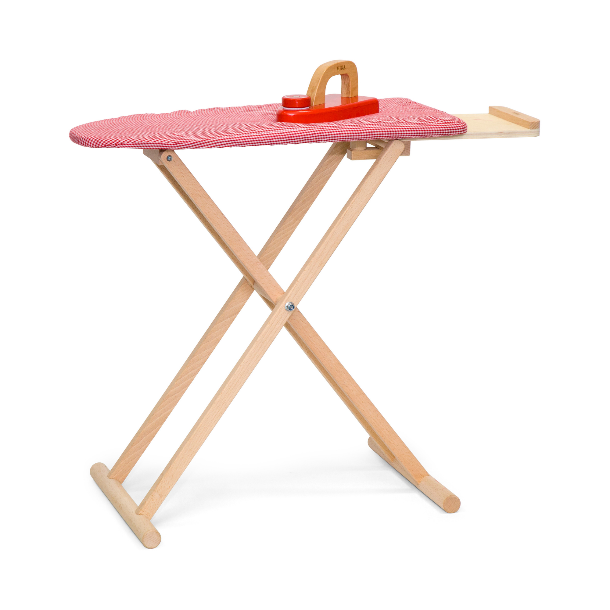 Viga Wooden Ironing Board Toy with Iron  Pretend Play Household Set for Kids  Realistic Fabric Cover  Roleplay Toy for Home or Preschool  Ages 3 and Up