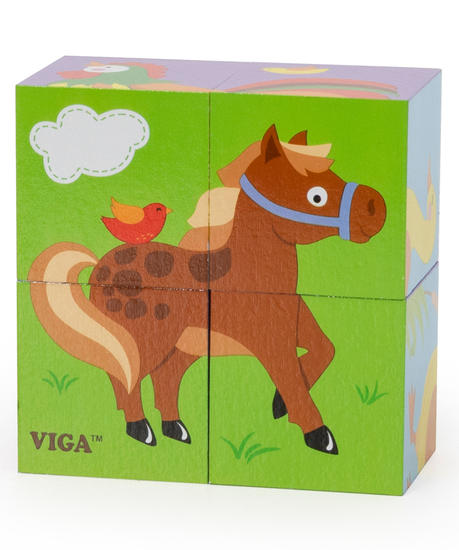 Viga Farm Animals, 6 Sided Cube Puzzle, Montessori Wooden Toy, Develops Sensory, Cognitive & Fine Motor Skills, Non-Toxic & Eco-friendly Kids Educational Toy, Suitable for Boys and Girls Aged 2Y+