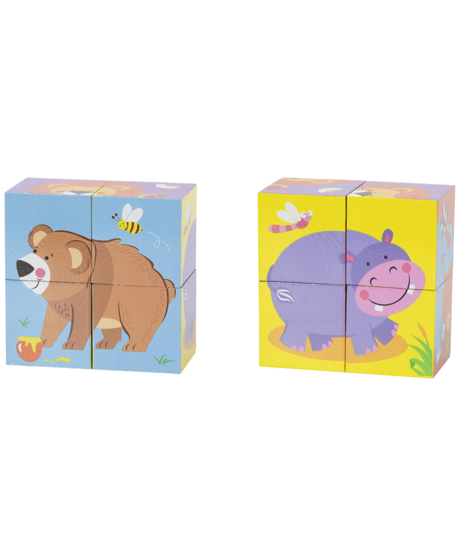 Viga Wild Animals, 6 Sided 2x2 Cube Puzzle, Montessori Wooden Toy, Develops Sensory, Cognitive & Fine Motor Skills, Non-Toxic & Eco-friendly Kids Educational Toy, Suitable for Boys and Girls Aged 2Y+