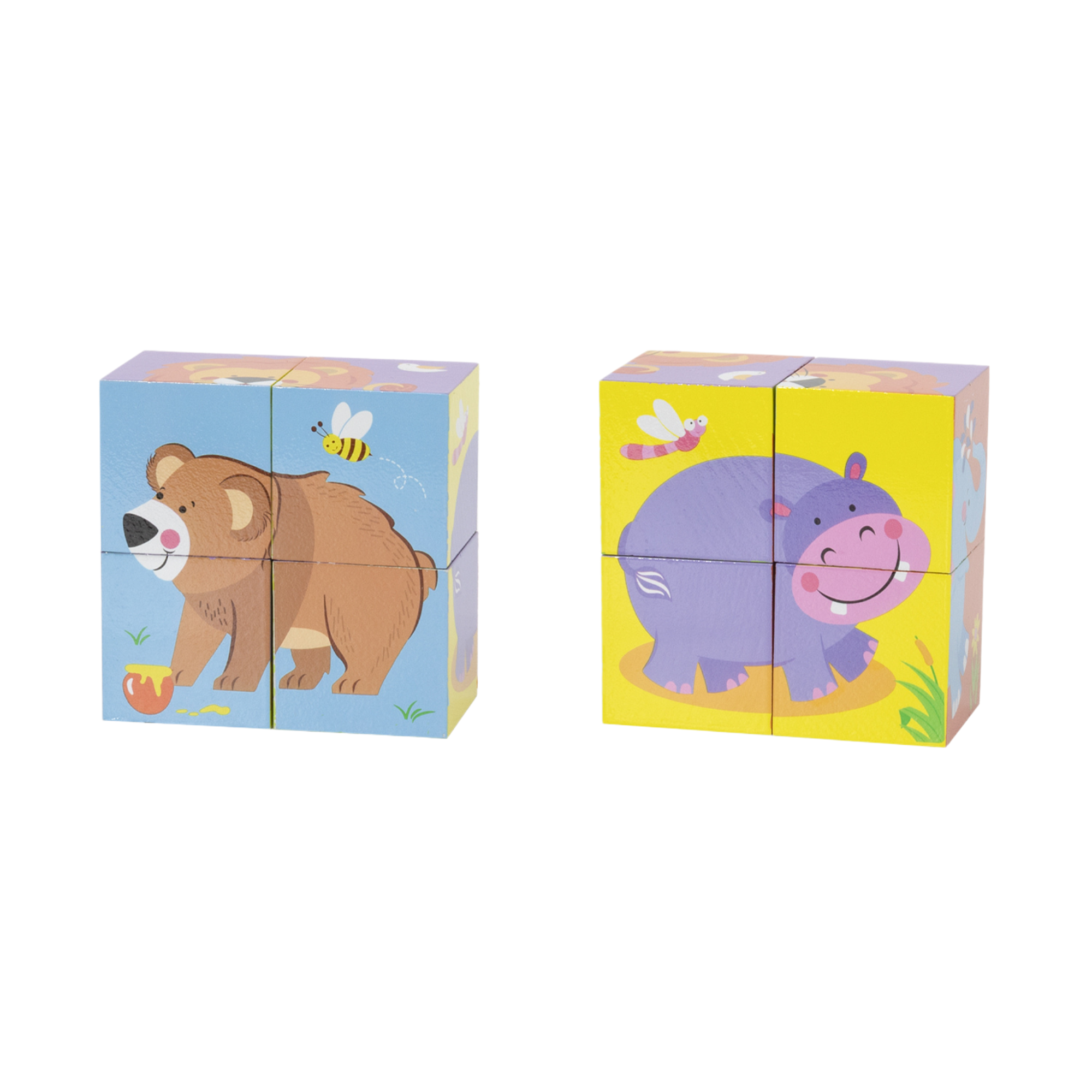 Viga Wild Animals, 6 Sided 2x2 Cube Puzzle, Montessori Wooden Toy, Develops Sensory, Cognitive & Fine Motor Skills, Non-Toxic & Eco-friendly Kids Educational Toy, Suitable for Boys and Girls Aged 2Y+