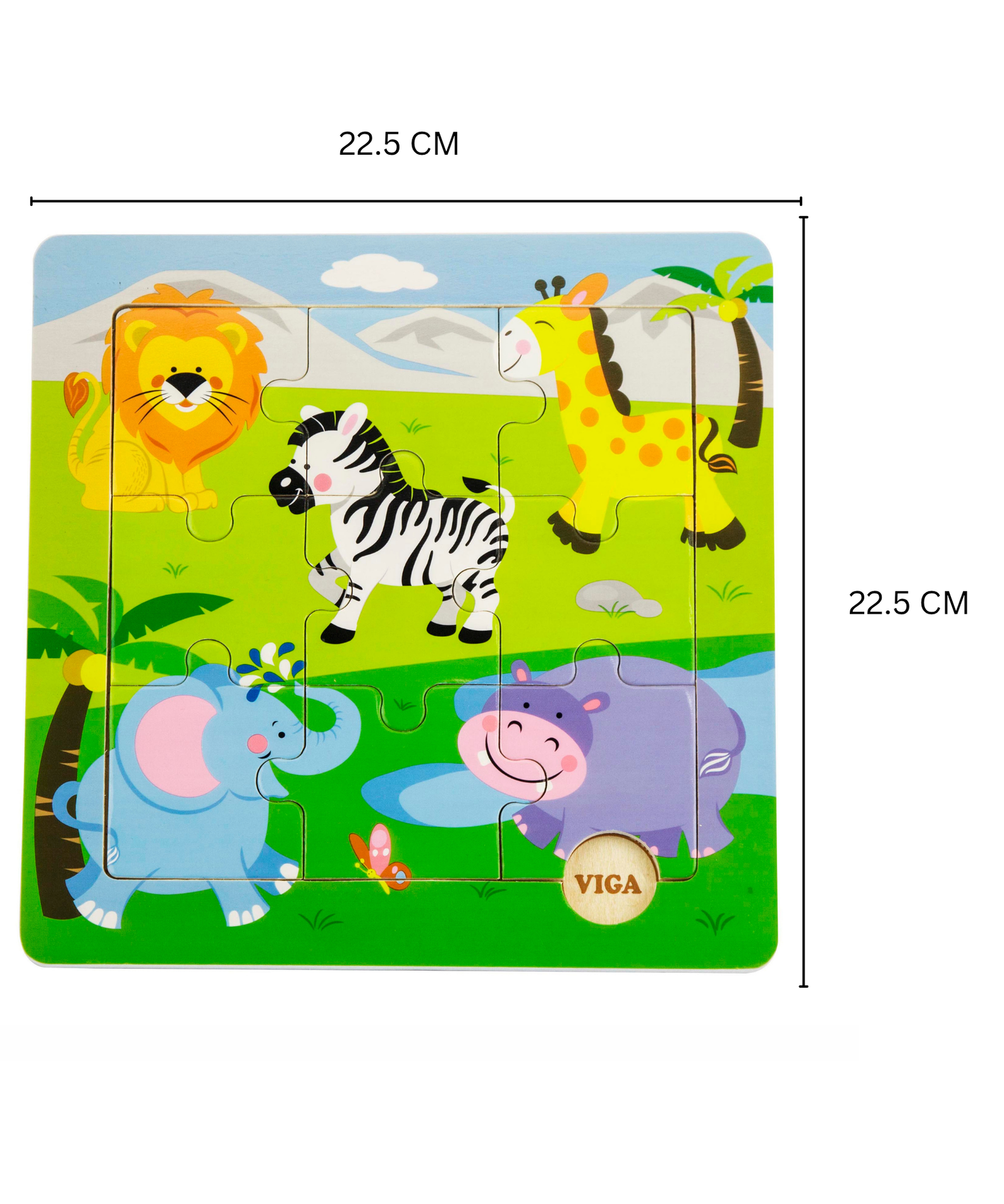 Viga Wild Animals, 9 Piece Jigsaw Puzzle, Montessori Wooden Toy, Develops Sensory, Cognitive & Fine Motor Skills, Non-Toxic & Eco-friendly Kids Educational Toy, Suitable for Boys and Girls Aged 18M+