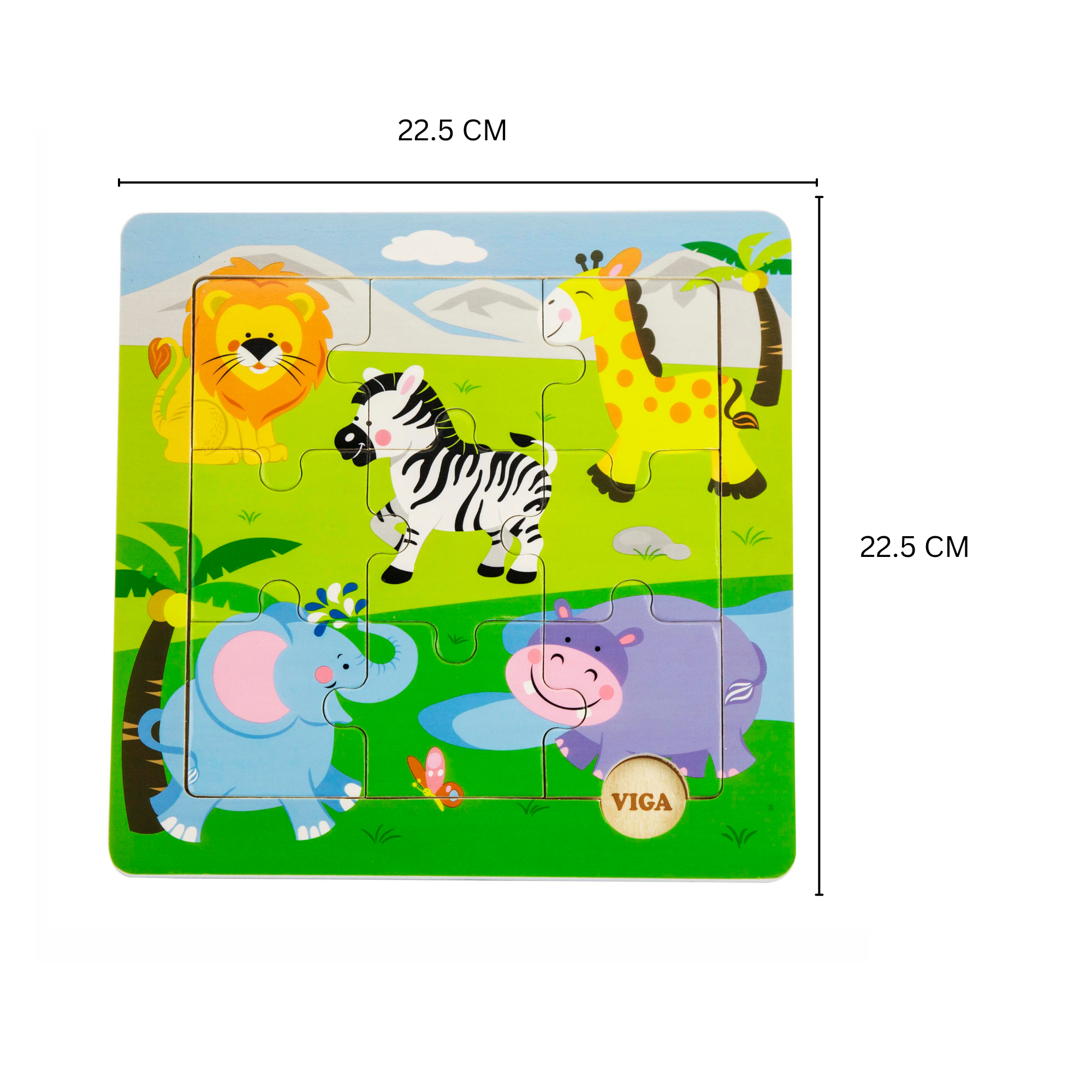 Viga Wild Animals, 9 Piece Jigsaw Puzzle, Montessori Wooden Toy, Develops Sensory, Cognitive & Fine Motor Skills, Non-Toxic & Eco-friendly Kids Educational Toy, Suitable for Boys and Girls Aged 18M+