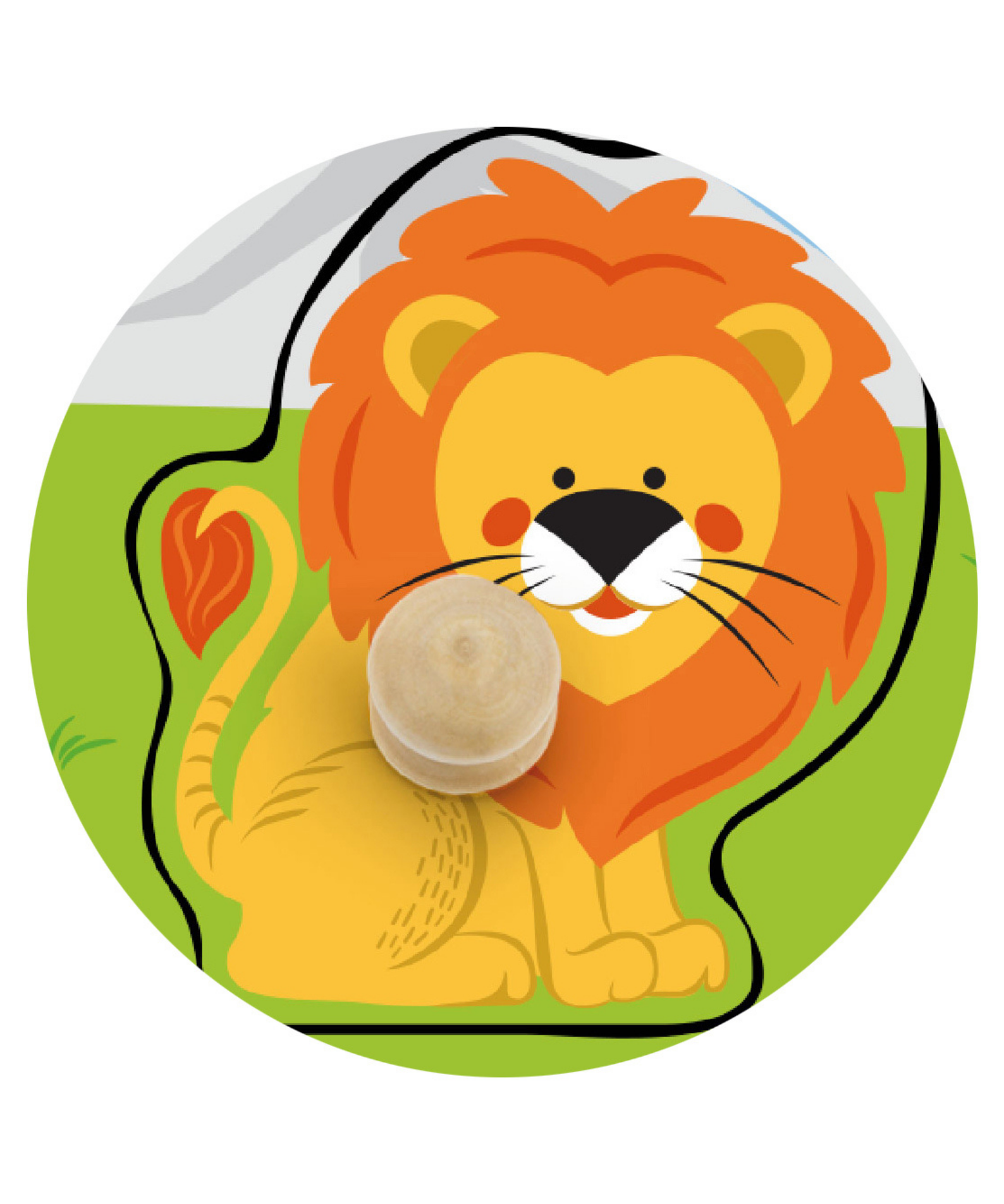 Viga Wild Animals, 4 Piece Knob Puzzle, Montessori Wooden Toy, Develops Sensory, Cognitive & Fine Motor Skills, Non-Toxic & Eco-friendly Kids Educational Toy, Suitable for Boys and Girls Aged 12m+