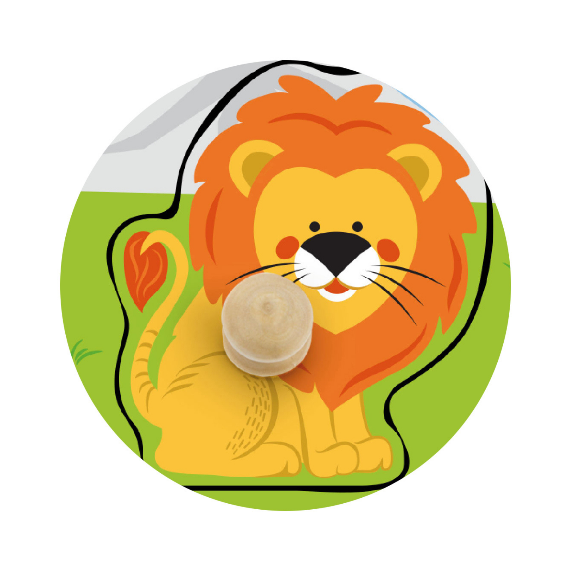 Viga Wild Animals, 4 Piece Knob Puzzle, Montessori Wooden Toy, Develops Sensory, Cognitive & Fine Motor Skills, Non-Toxic & Eco-friendly Kids Educational Toy, Suitable for Boys and Girls Aged 12m+