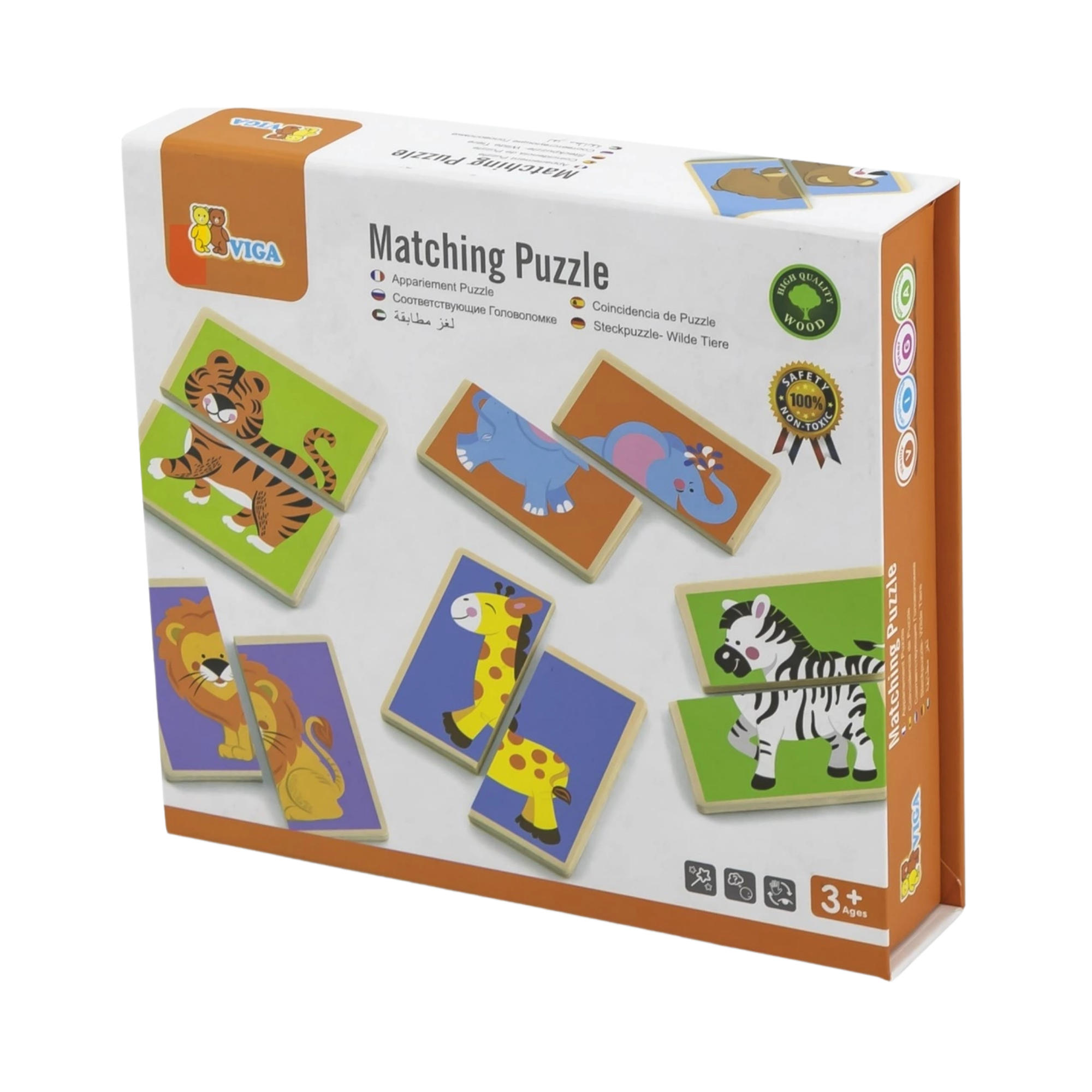 Viga Wild Animals, 36 Piece Mix & Match Puzzle, Montessori Wooden Toy, Develops Sensory, Cognitive & Fine Motor Skills, Non-Toxic & Eco-friendly Kids Educational Toy, Suitable for Children Aged 3Y+