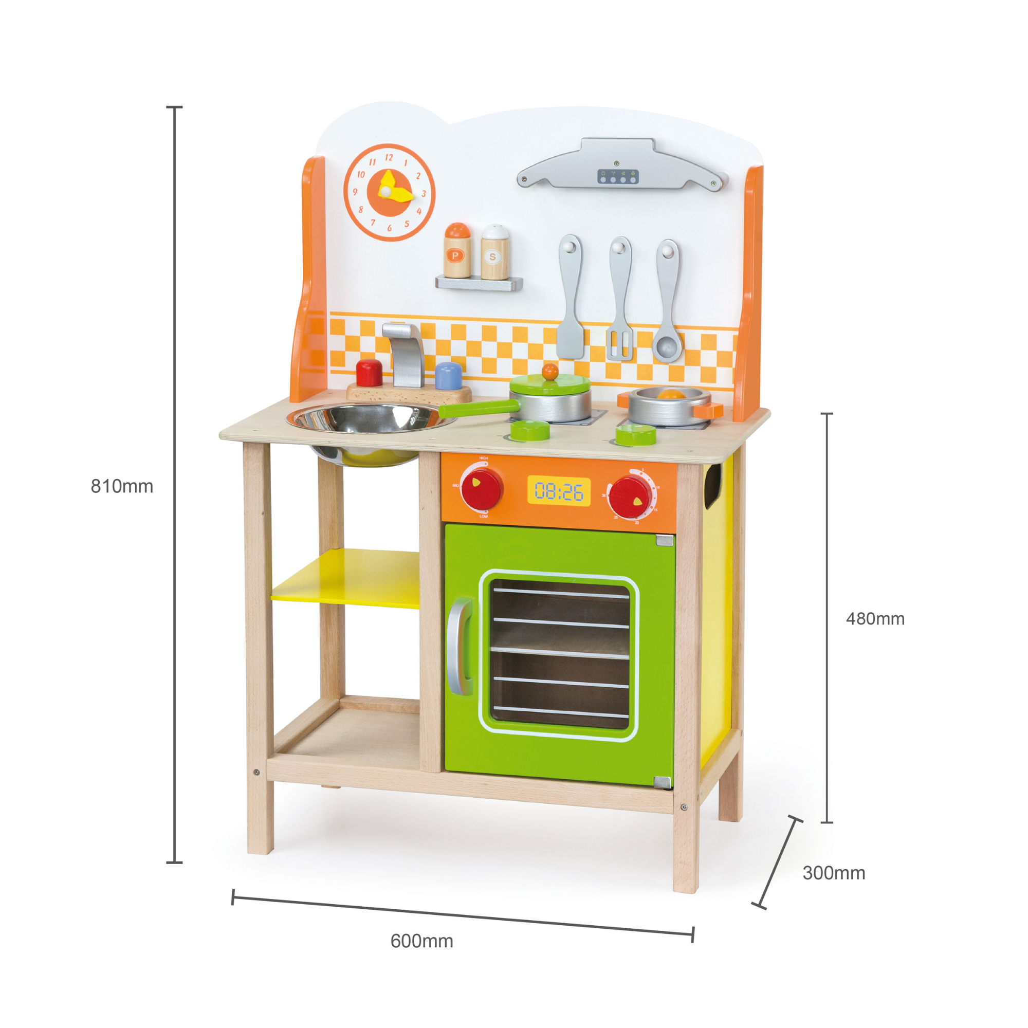 VIGA Wooden Fantastic Kitchen with Accessories  Pretend Play Cooking Set for Kids  Age 3 Years and Above
