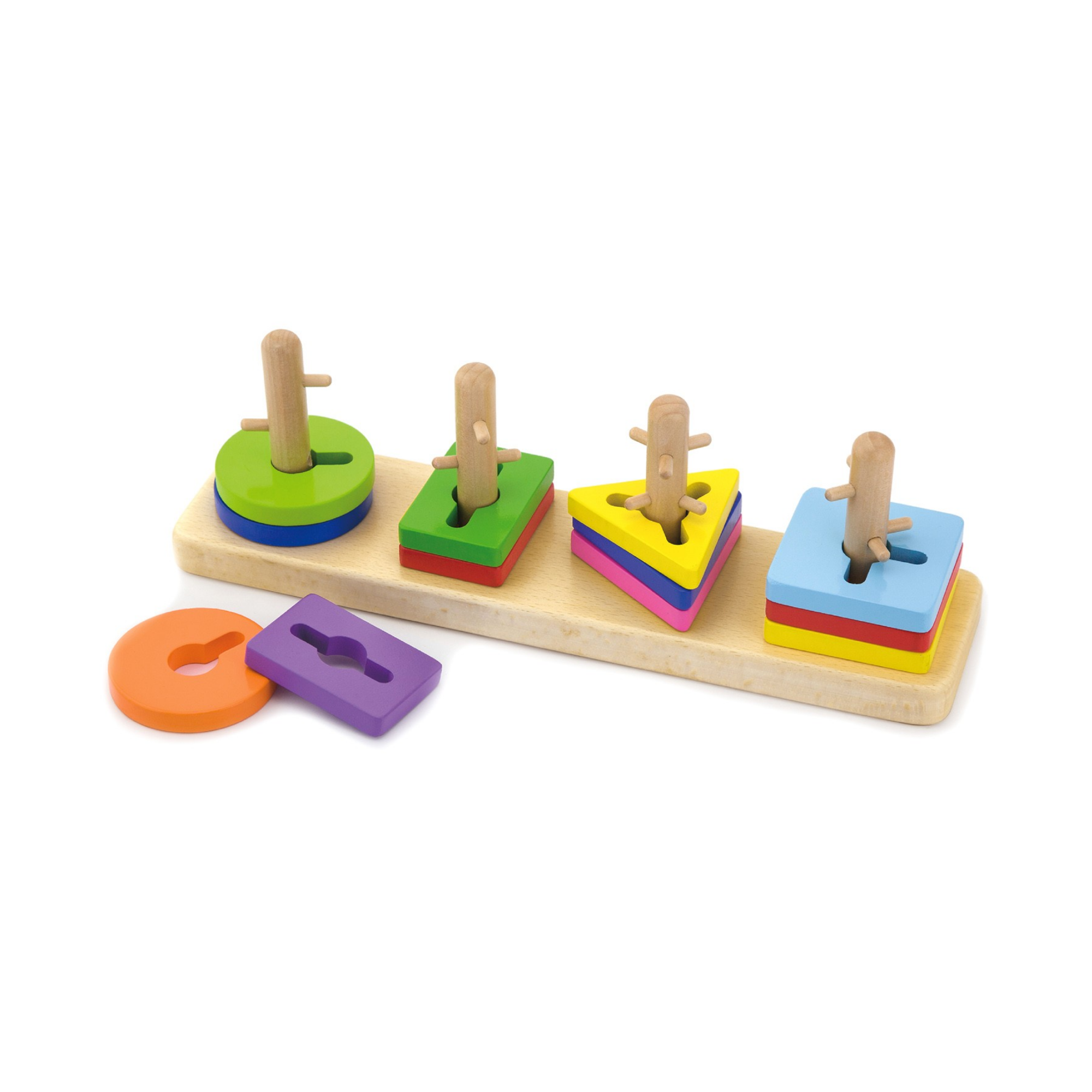 Viga Creative Shapes, 12 Piece Stacking Puzzle, Montessori Wooden Toy, Develops Sensory, Cognitive & Fine Motor Skills, Non-Toxic & Eco-friendly Kids Educational Toy, Suitable for Children Aged 18M+