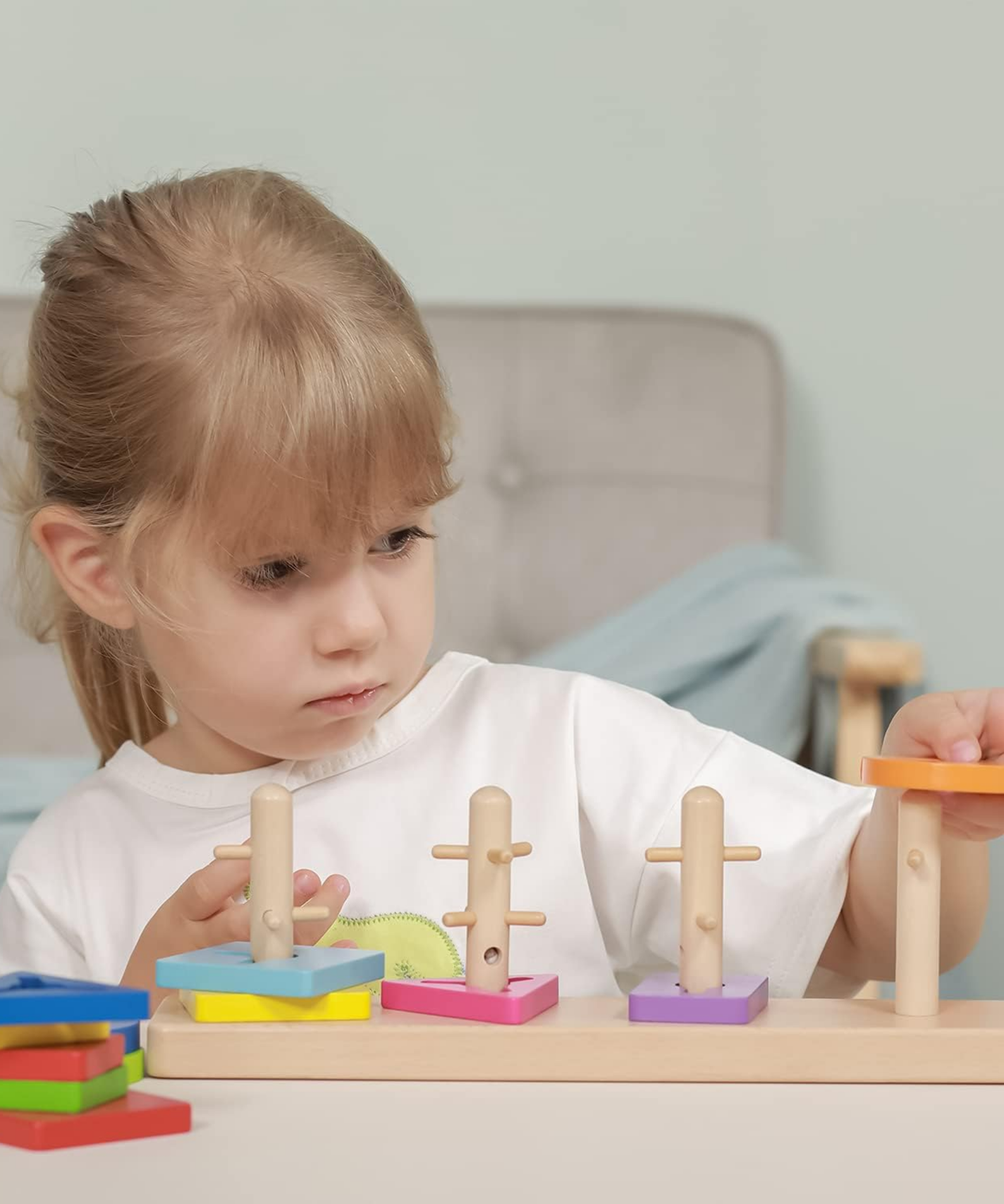 Viga Creative Shapes, 12 Piece Stacking Puzzle, Montessori Wooden Toy, Develops Sensory, Cognitive & Fine Motor Skills, Non-Toxic & Eco-friendly Kids Educational Toy, Suitable for Children Aged 18M+