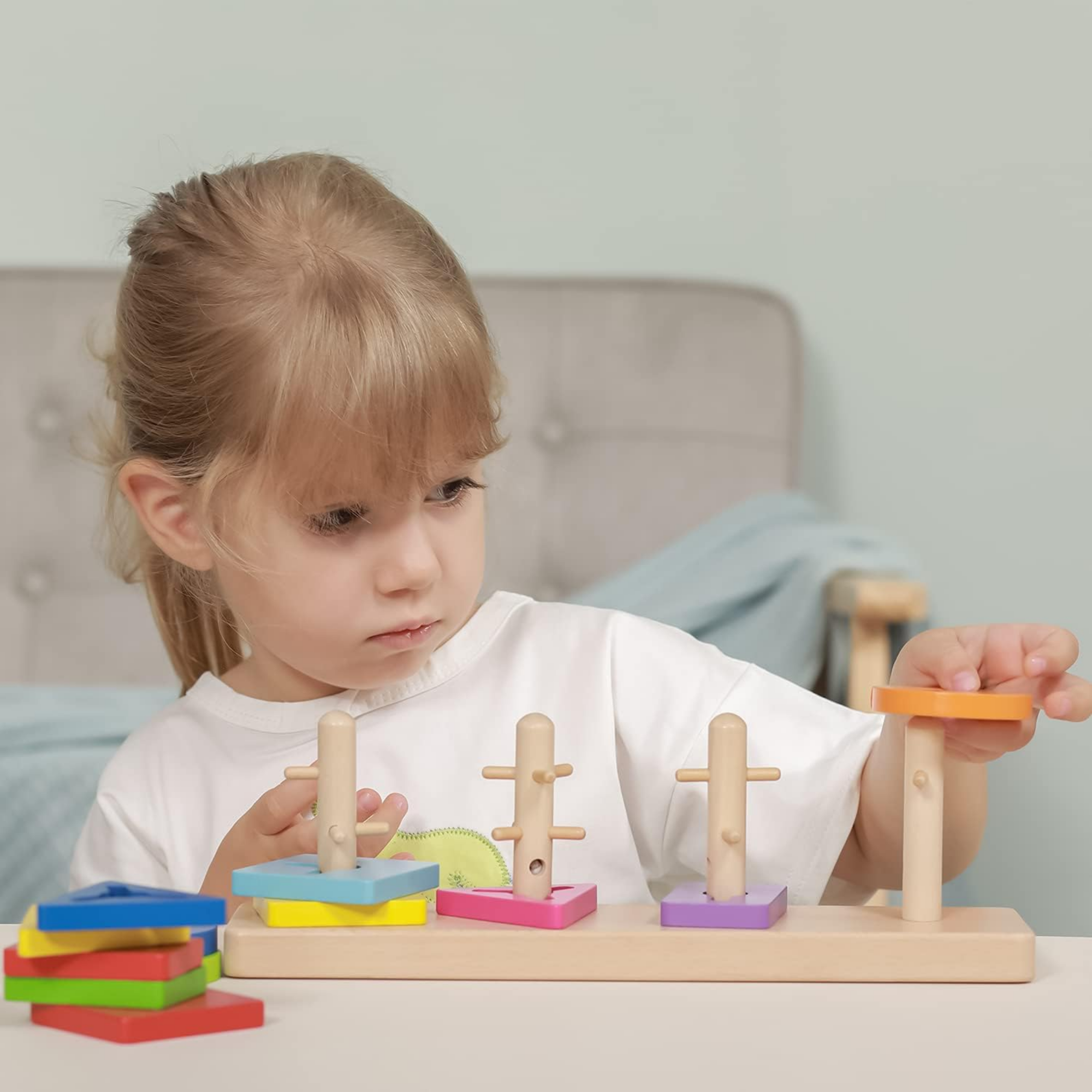 Viga Creative Shapes, 12 Piece Stacking Puzzle, Montessori Wooden Toy, Develops Sensory, Cognitive & Fine Motor Skills, Non-Toxic & Eco-friendly Kids Educational Toy, Suitable for Children Aged 18M+