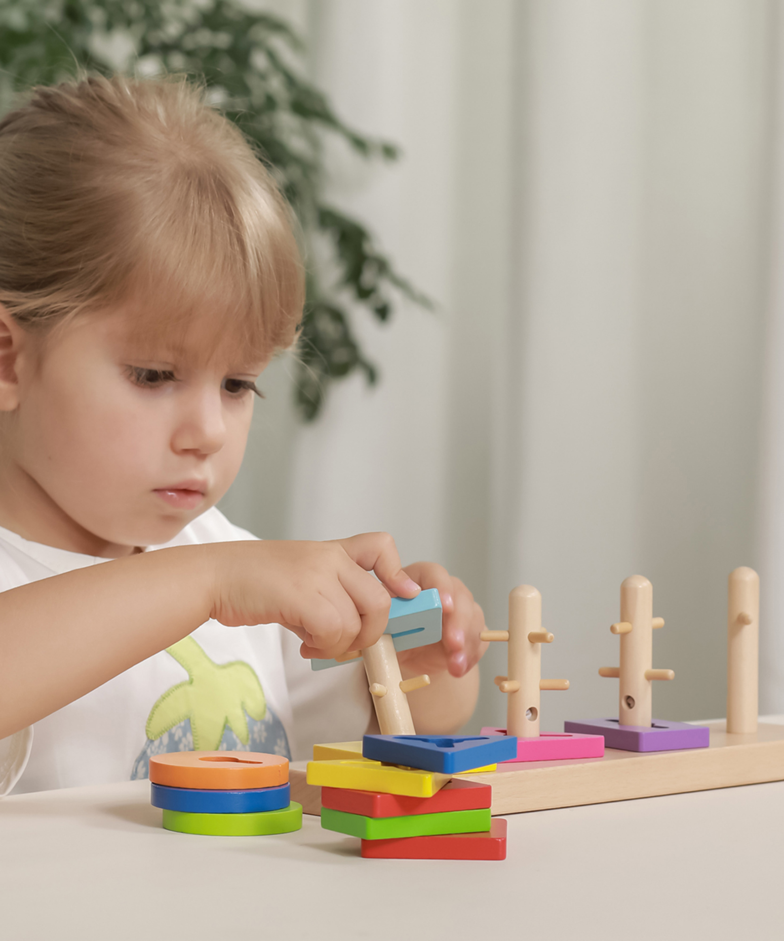 Viga Creative Shapes, 12 Piece Stacking Puzzle, Montessori Wooden Toy, Develops Sensory, Cognitive & Fine Motor Skills, Non-Toxic & Eco-friendly Kids Educational Toy, Suitable for Children Aged 18M+