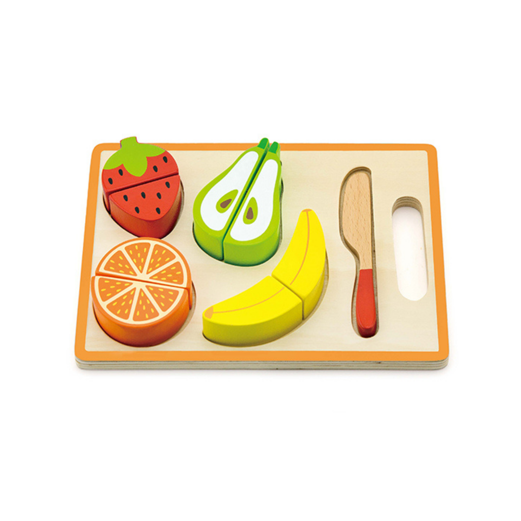 VIGA My Cutting Fruit Wooden Playset for Toddlers, Montessori Roleplay Toy with Cutting Board, Knife and Velcro Fruits, Early Learning Kitchen Set for Kids 18 Months+