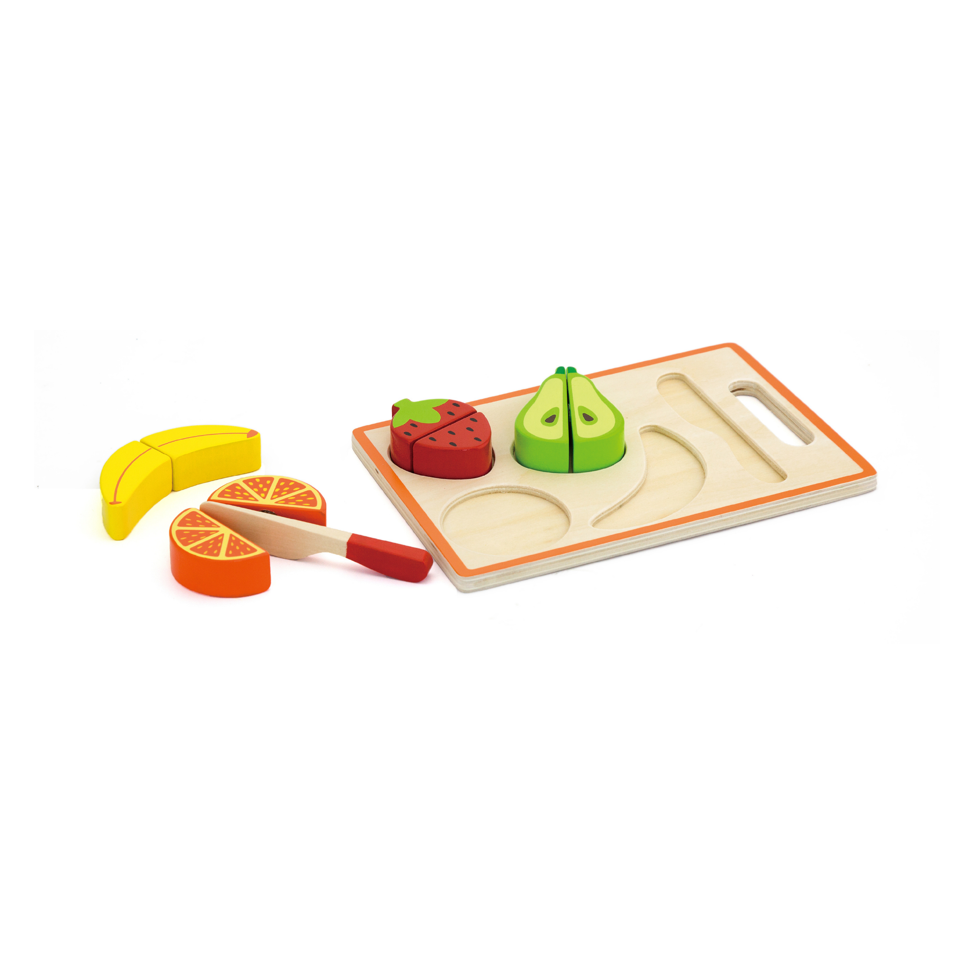 VIGA My Cutting Fruit Wooden Playset for Toddlers, Montessori Roleplay Toy with Cutting Board, Knife and Velcro Fruits, Early Learning Kitchen Set for Kids 18 Months+