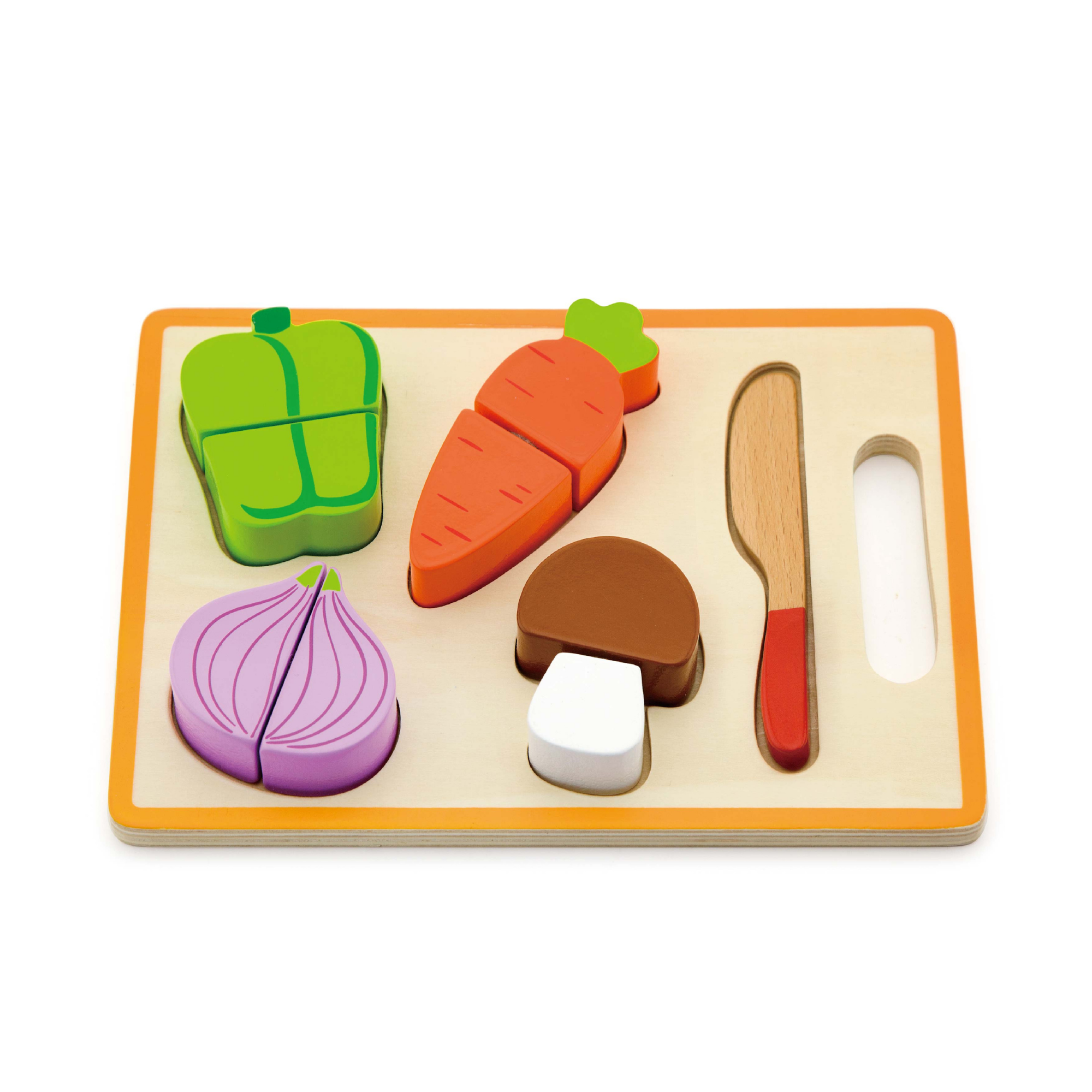 VIGA My First Vegetable Chopping Set  Wooden Pretend Play Kitchen Toy with Knife, Chopping Board and Vegetables  Safe Roleplay Toy for Toddlers 18 Months and Up