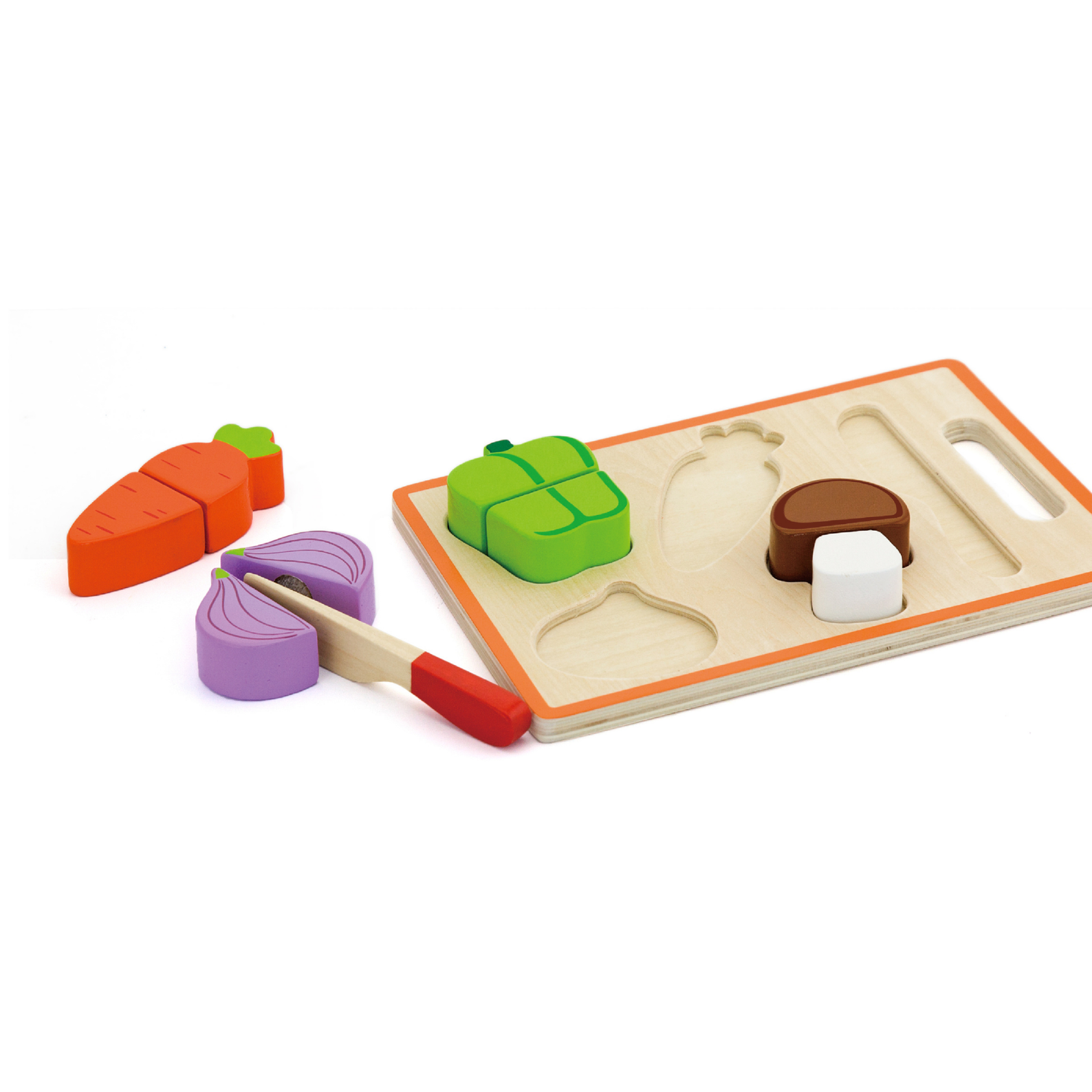 VIGA My First Vegetable Chopping Set  Wooden Pretend Play Kitchen Toy with Knife, Chopping Board and Vegetables  Safe Roleplay Toy for Toddlers 18 Months and Up