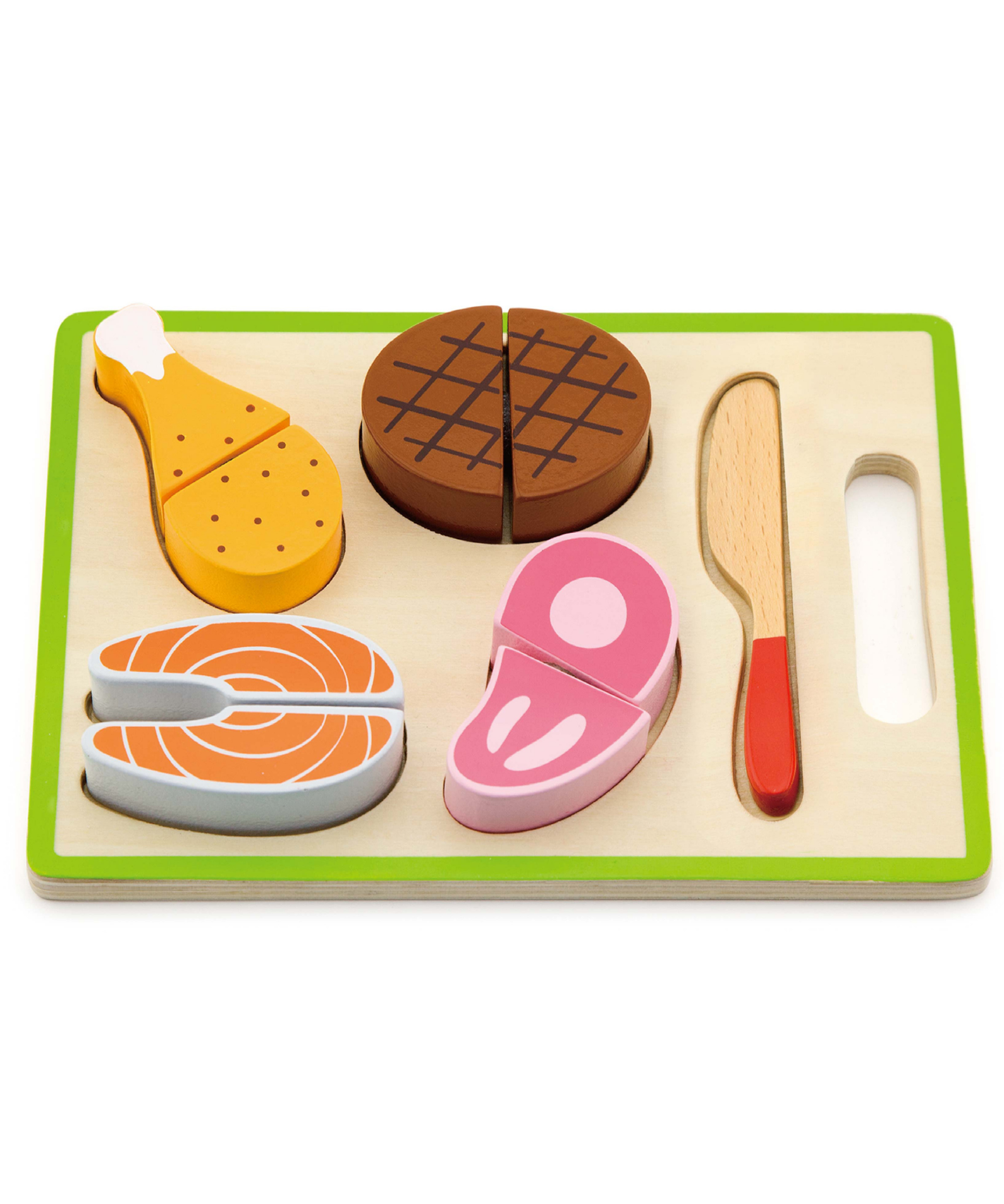 VIGA Wooden My First Chopping Set - Dinner Role Play Toy with Knife and Food Pieces - Safe and Educational Pretend Play for Toddlers - Ages 18 Months and Up