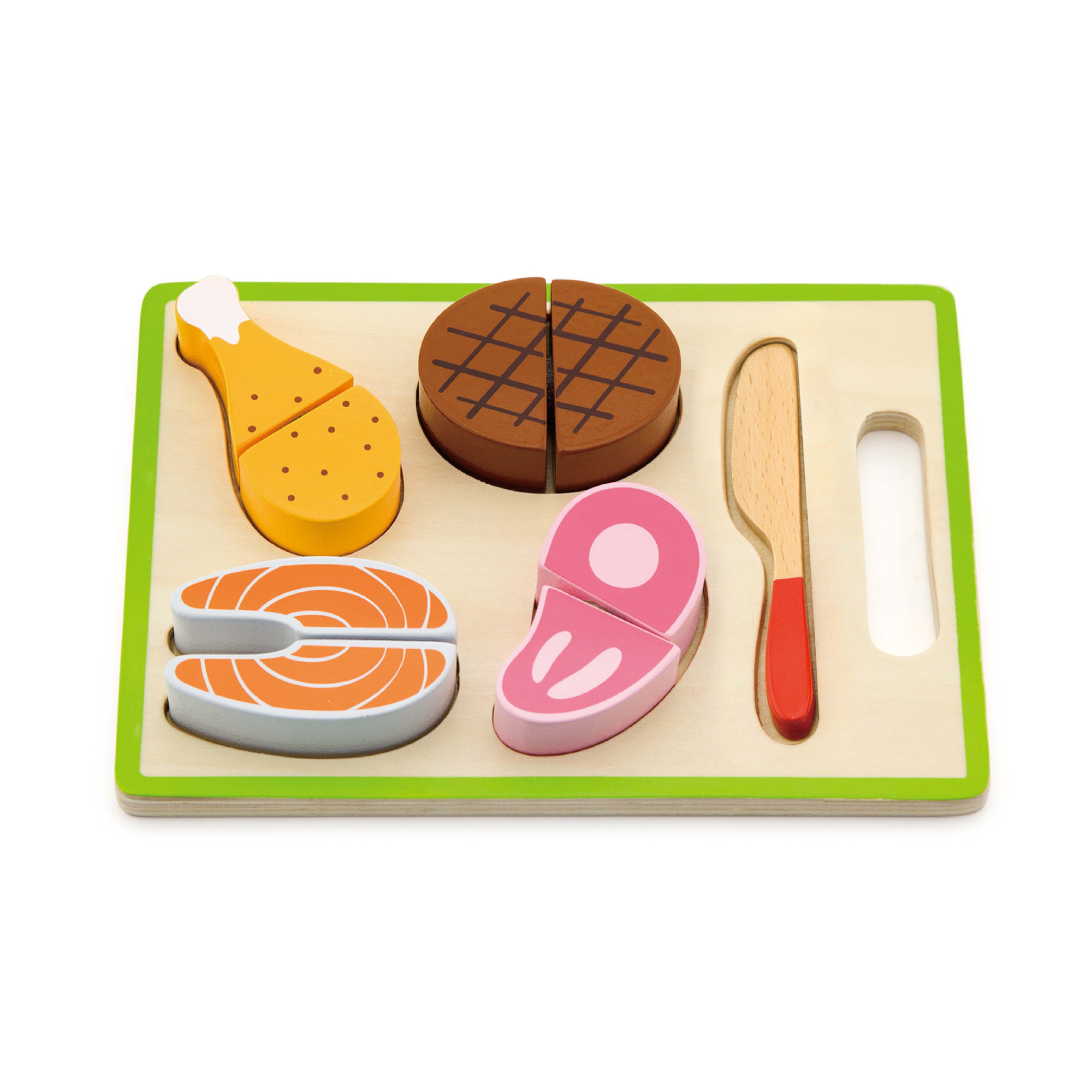 VIGA Wooden My First Chopping Set - Dinner Role Play Toy with Knife and Food Pieces - Safe and Educational Pretend Play for Toddlers - Ages 18 Months and Up