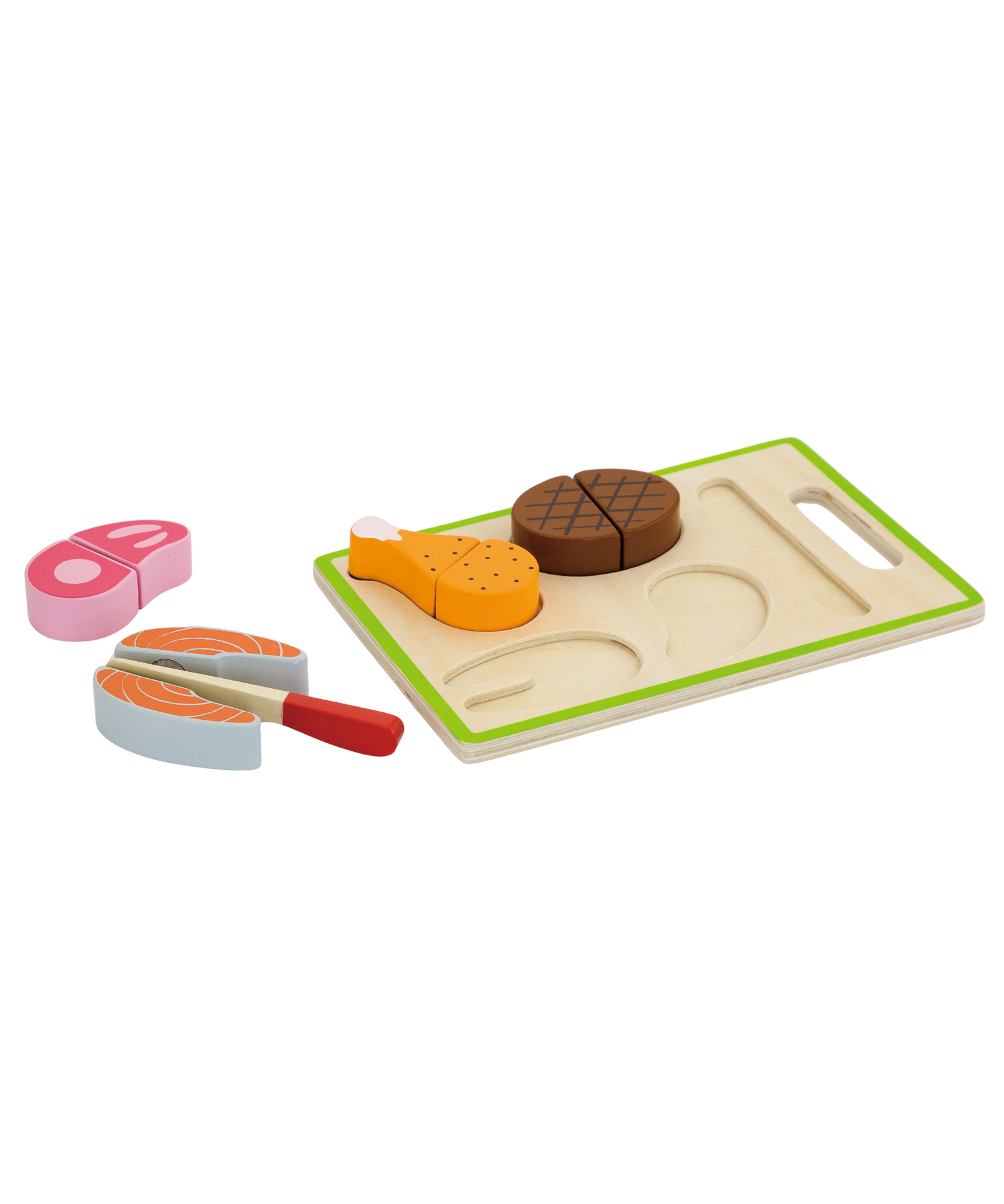 VIGA Wooden My First Chopping Set - Dinner Role Play Toy with Knife and Food Pieces - Safe and Educational Pretend Play for Toddlers - Ages 18 Months and Up