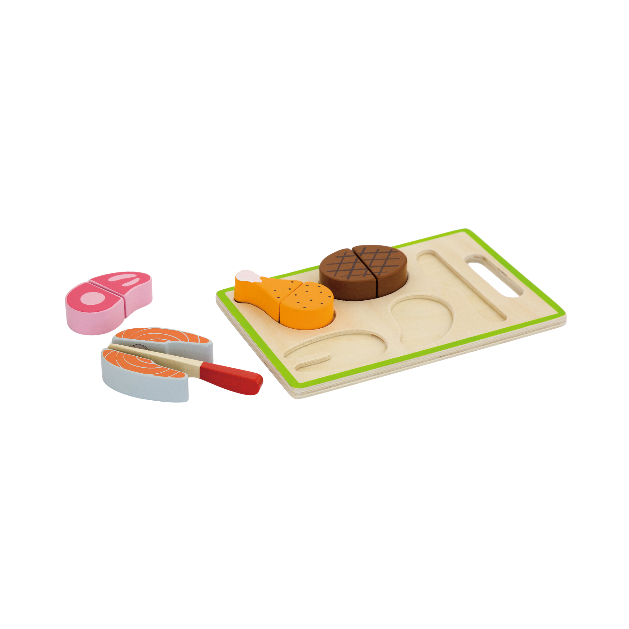 VIGA Wooden My First Chopping Set - Dinner Role Play Toy with Knife and Food Pieces - Safe and Educational Pretend Play for Toddlers - Ages 18 Months and Up