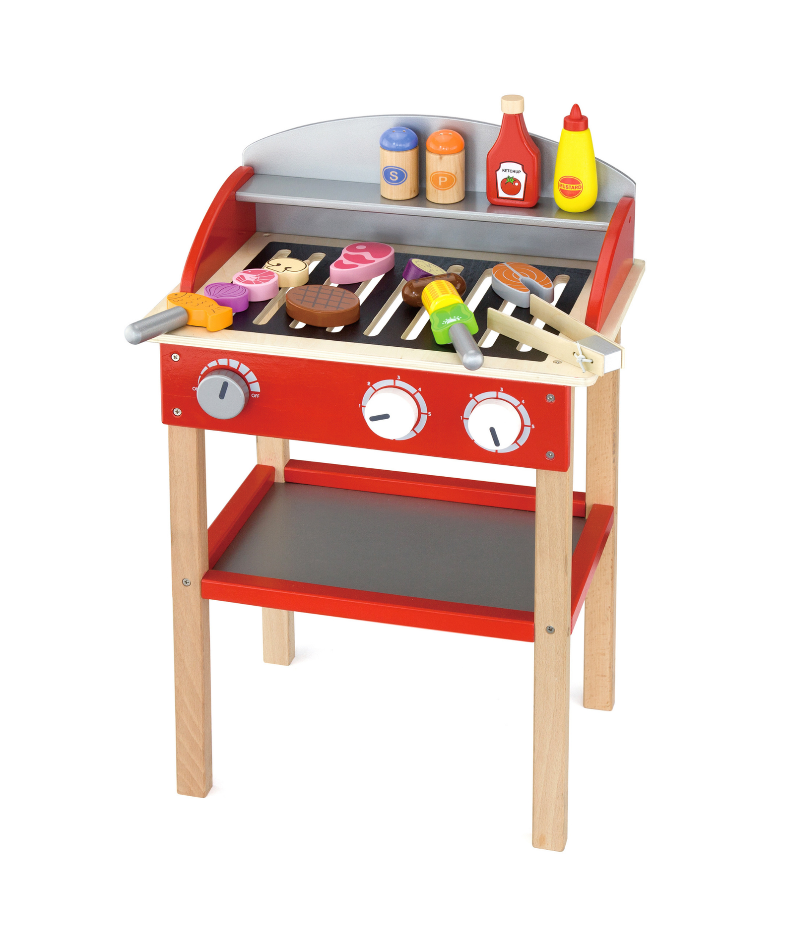 VIGA Wooden Standing BBQ Pretend Play Set for Kids  Age 3 to 6 Years