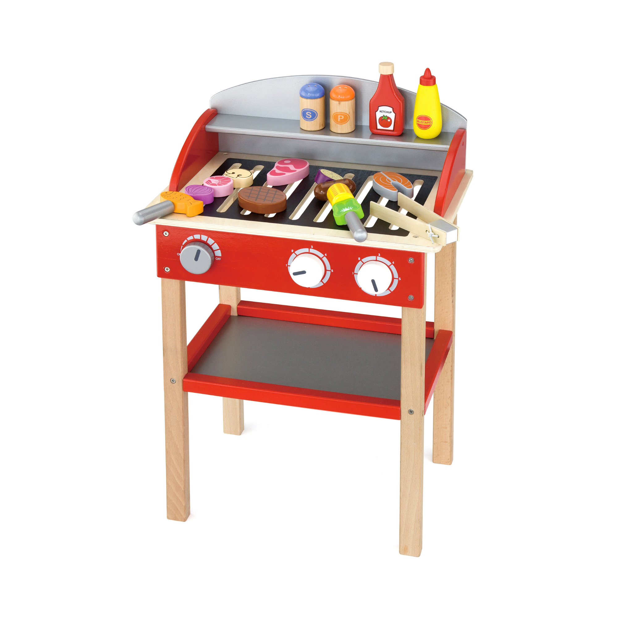 VIGA Wooden Standing BBQ Pretend Play Set for Kids  Age 3 to 6 Years
