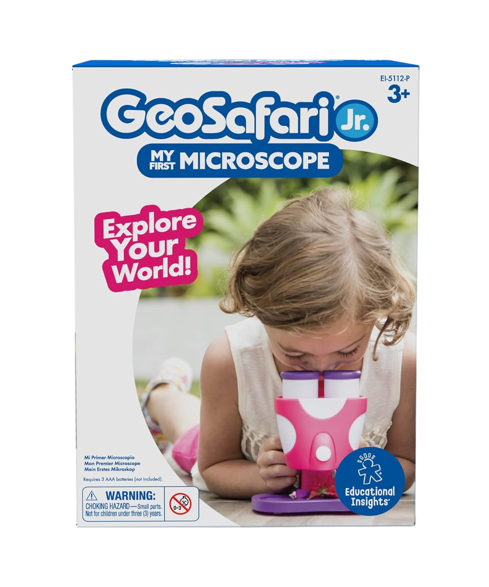 Learning Resources GeoSafari Jr. My First Microscope, Pink, 8x Magnification, Preschool Science Tool, Ages 3+
