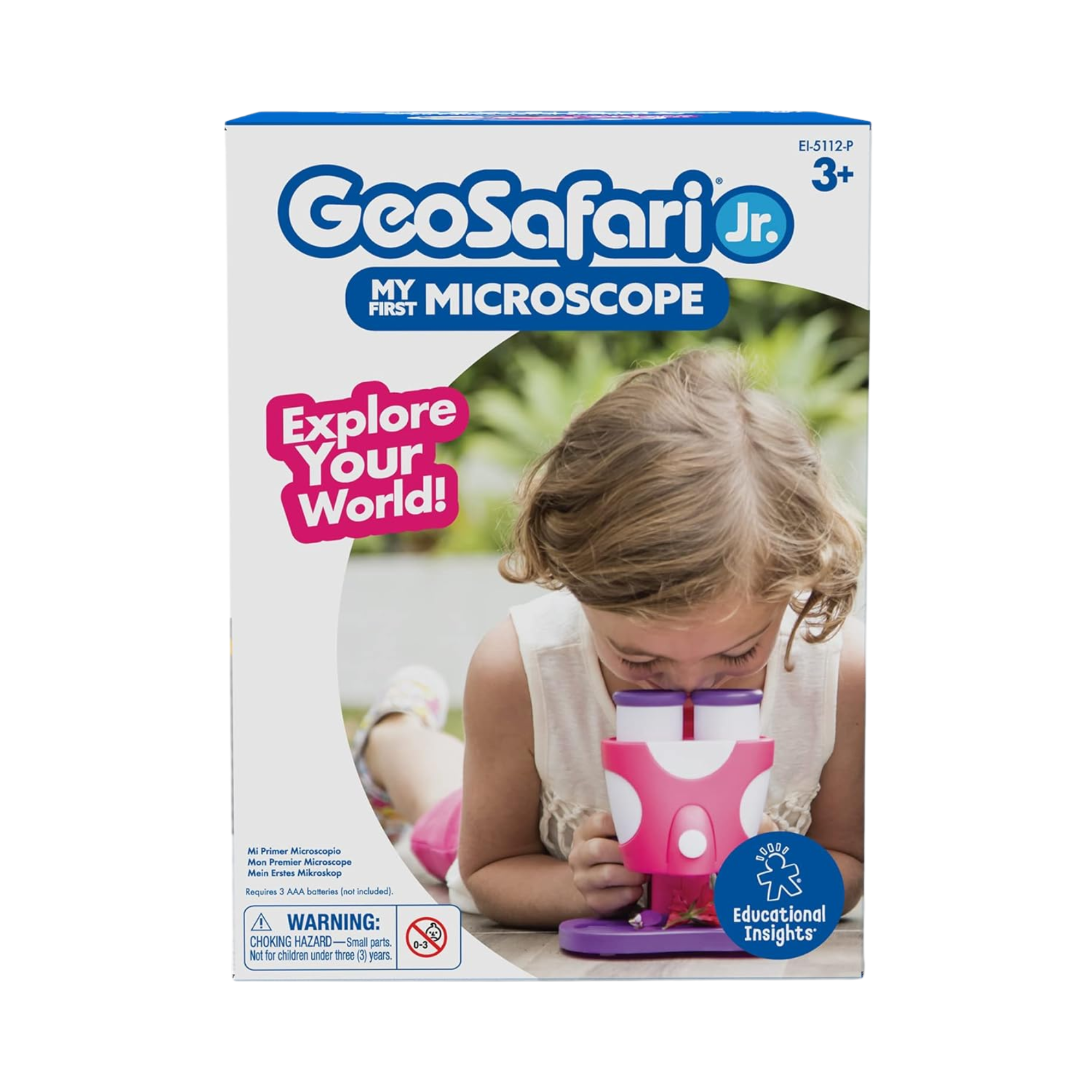 Learning Resources GeoSafari Jr. My First Microscope, Pink, 8x Magnification, Preschool Science Tool, Ages 3+