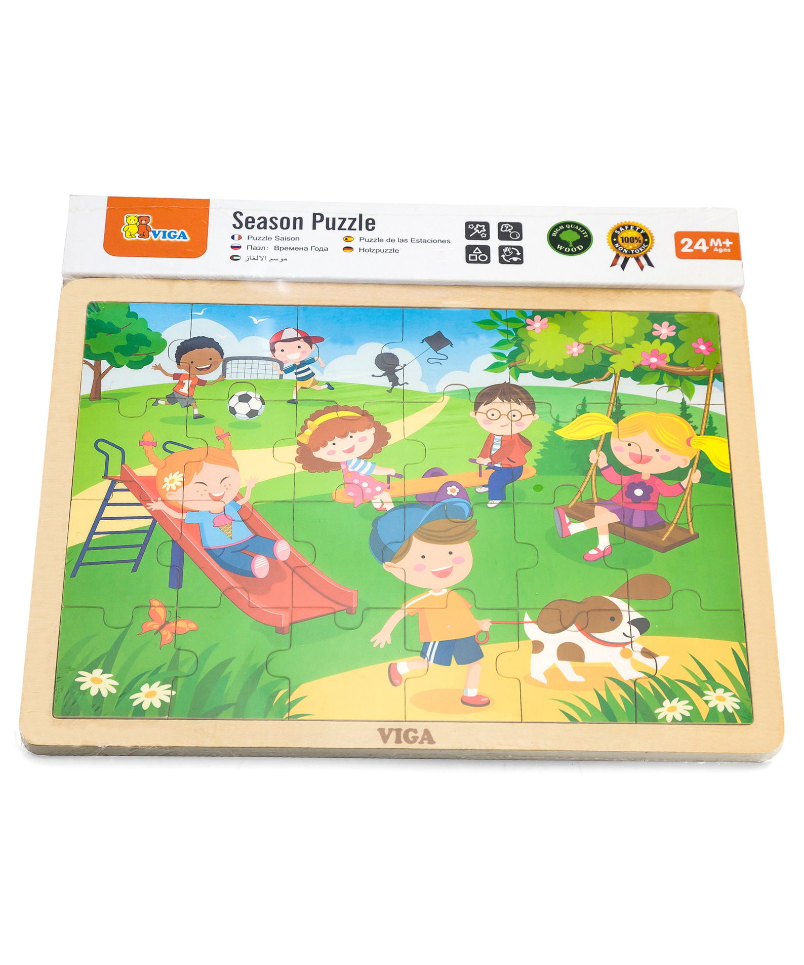 Viga Spring, Seasonal, 24 Piece Jigsaw Puzzle, Montessori Wooden Toy, Develops Sensory, Cognitive & Fine Motor Skills, Non-Toxic & Eco-friendly Kids Educational Toy, Suitable for Children Aged 2Y+