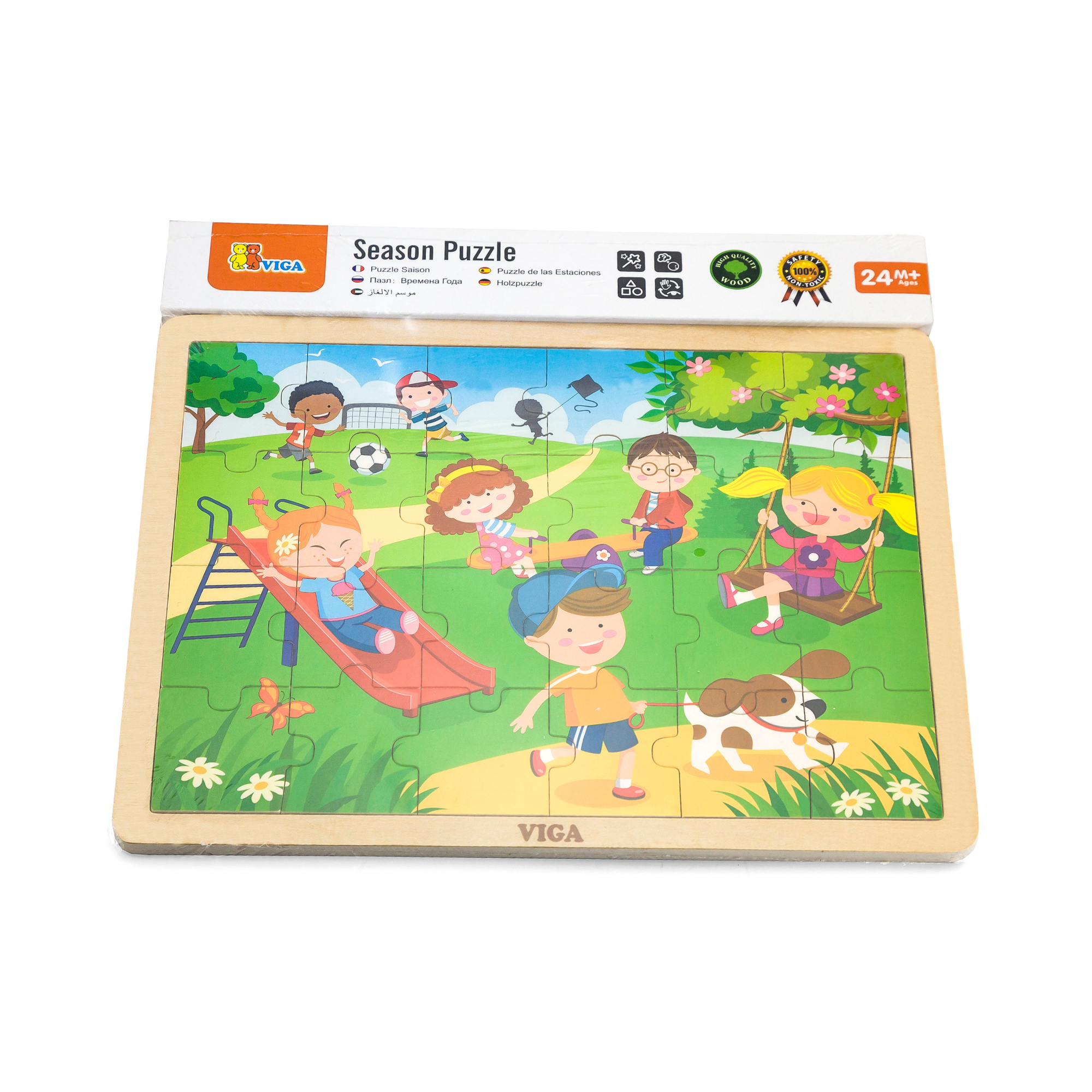 Viga Spring, Seasonal, 24 Piece Jigsaw Puzzle, Montessori Wooden Toy, Develops Sensory, Cognitive & Fine Motor Skills, Non-Toxic & Eco-friendly Kids Educational Toy, Suitable for Children Aged 2Y+