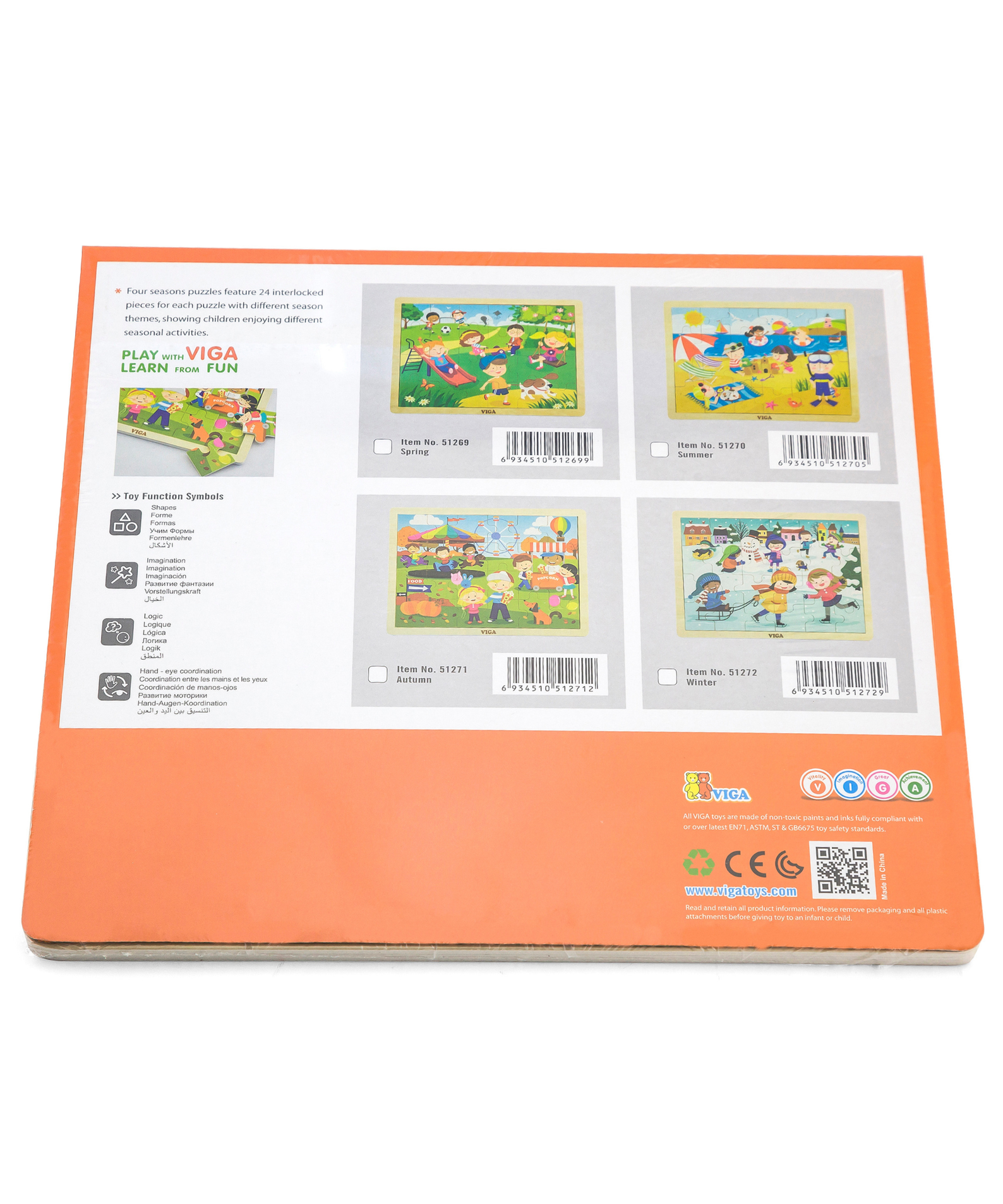 Viga Summer, Seasonal, 24 Piece Jigsaw Puzzle, Montessori Wooden Toy, Develops Sensory, Cognitive & Fine Motor Skills, Non-Toxic & Eco-friendly Kids Educational Toy, Suitable for Children Aged 2Y+