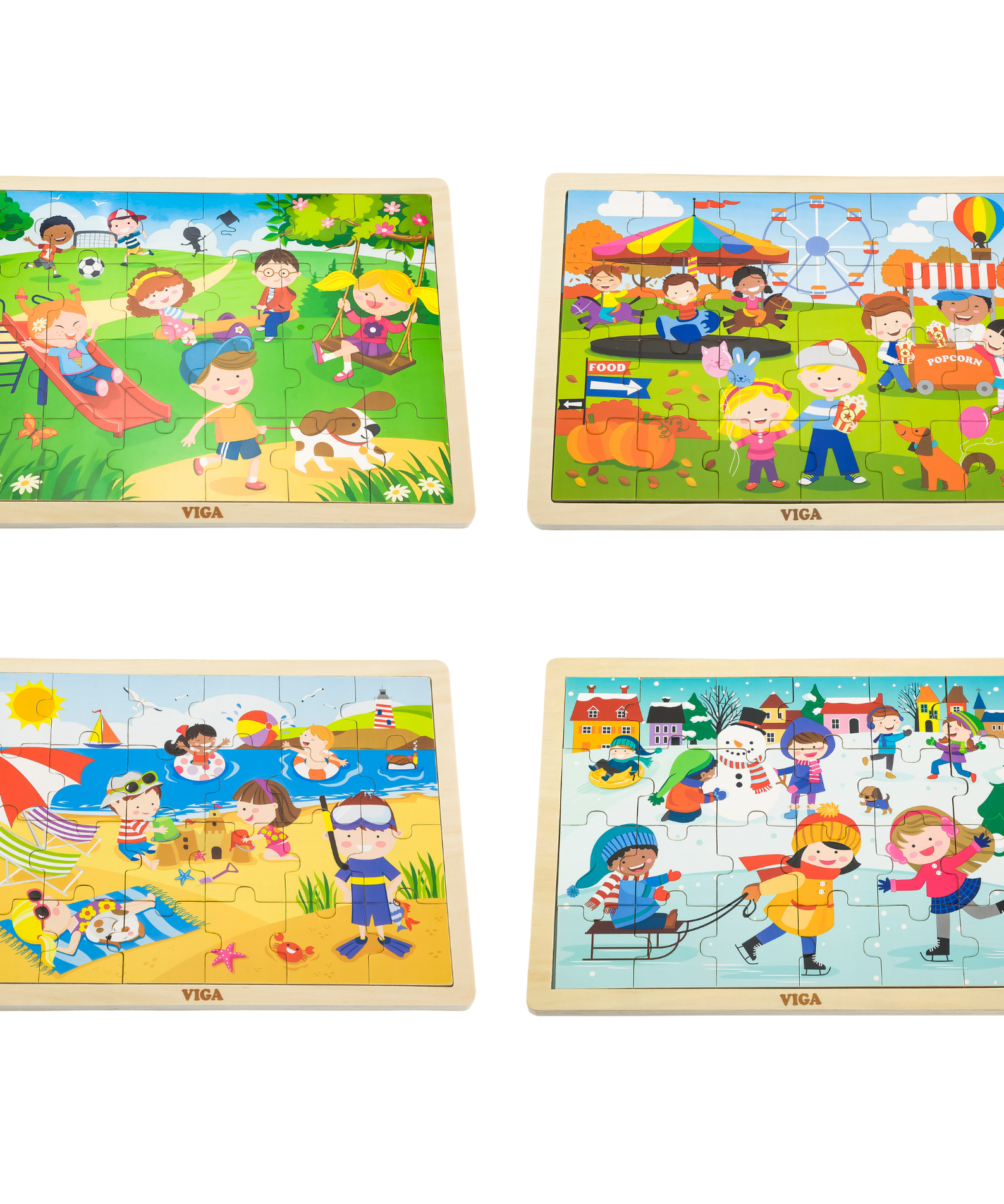 Viga Summer, Seasonal, 24 Piece Jigsaw Puzzle, Montessori Wooden Toy, Develops Sensory, Cognitive & Fine Motor Skills, Non-Toxic & Eco-friendly Kids Educational Toy, Suitable for Children Aged 2Y+