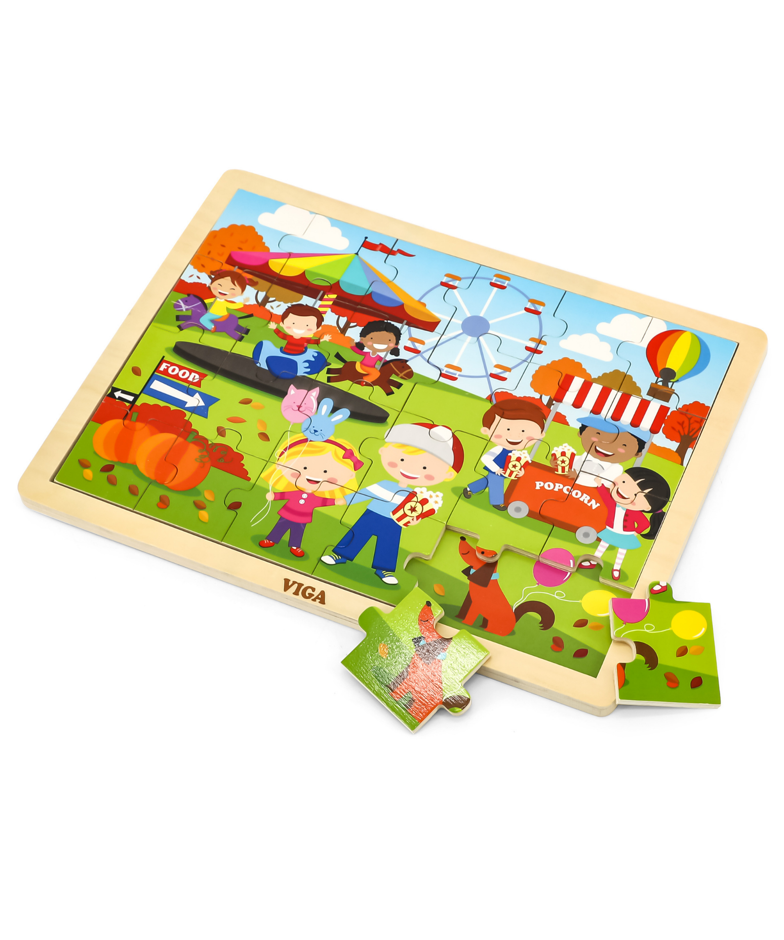 Viga Autumn, Seasonal, 24 Piece Jigsaw Puzzle, Montessori Wooden Toy, Develops Sensory, Cognitive & Fine Motor Skills, Non-Toxic & Eco-friendly Kids Educational Toy, Suitable for Children Aged 2Y+
