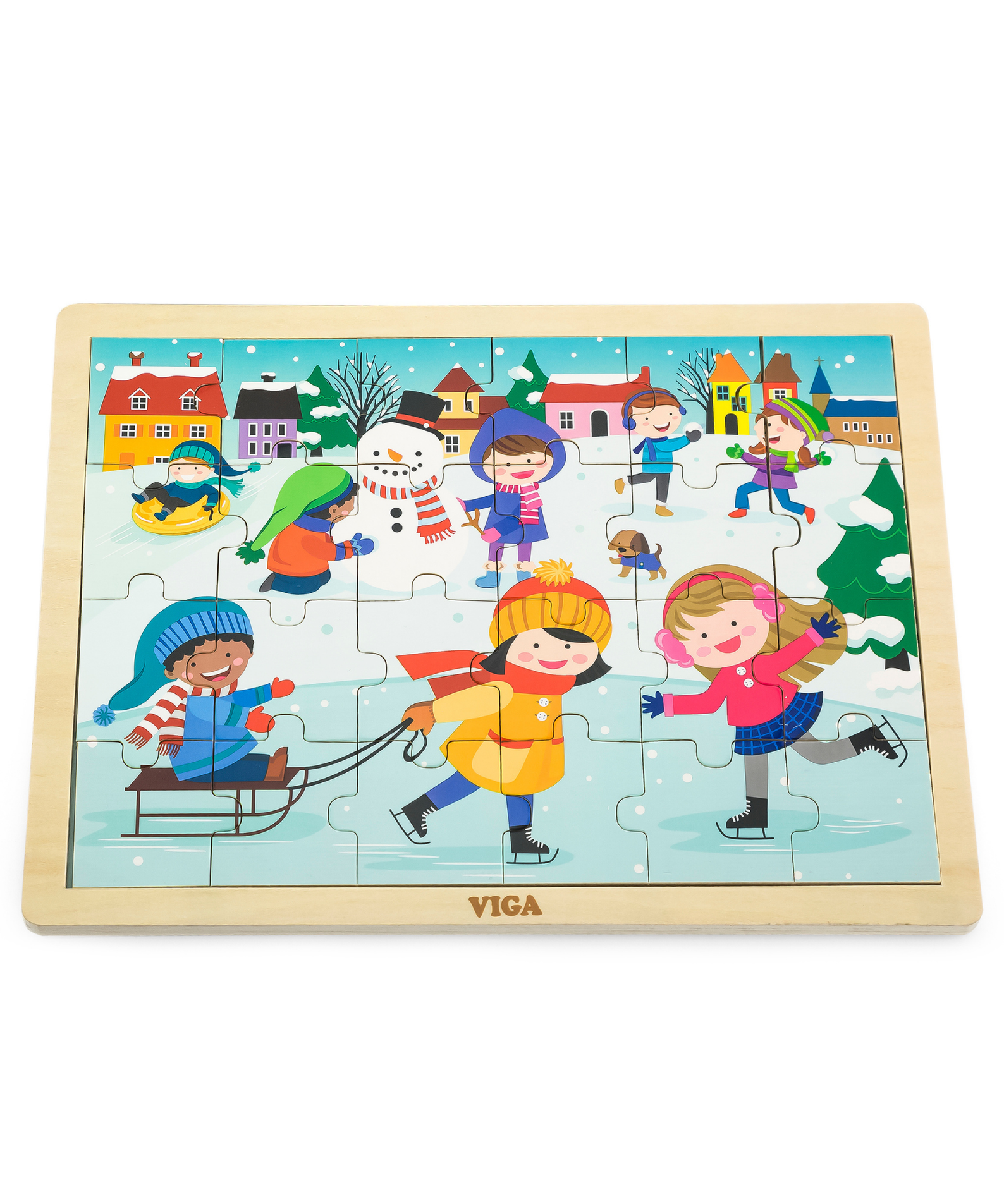 Viga Winter, Seasonal, 24 Piece Jigsaw Puzzle, Montessori Wooden Toy, Develops Sensory, Cognitive & Fine Motor Skills, Non-Toxic & Eco-friendly Kids Educational Toy, Suitable for Children Aged 2Y+