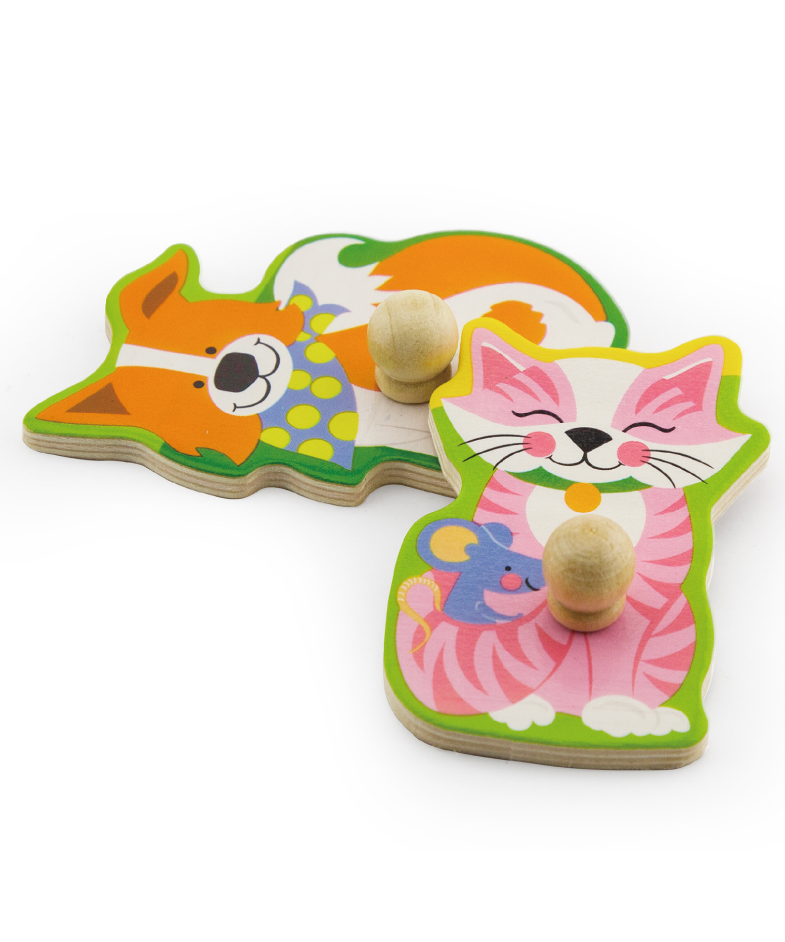 Viga Farm Animals, 7 Piece Knob Puzzle with Sound, Montessori Wooden Toy, Develops Sensory, Cognitive & Fine Motor Skills, Non-Toxic & Eco-friendly Kids Educational Toy, Suitable for Children 18M+