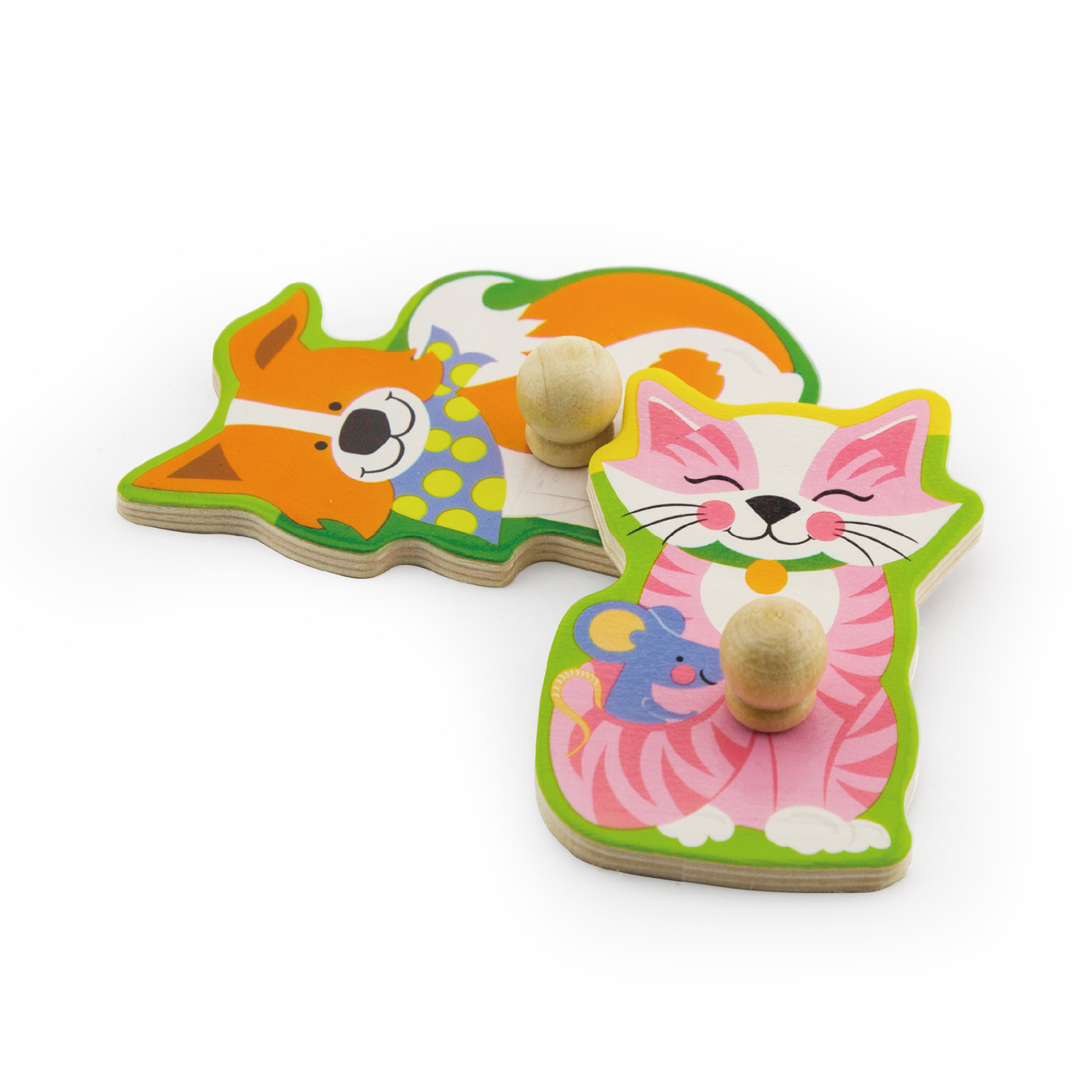 Viga Farm Animals, 7 Piece Knob Puzzle with Sound, Montessori Wooden Toy, Develops Sensory, Cognitive & Fine Motor Skills, Non-Toxic & Eco-friendly Kids Educational Toy, Suitable for Children 18M+