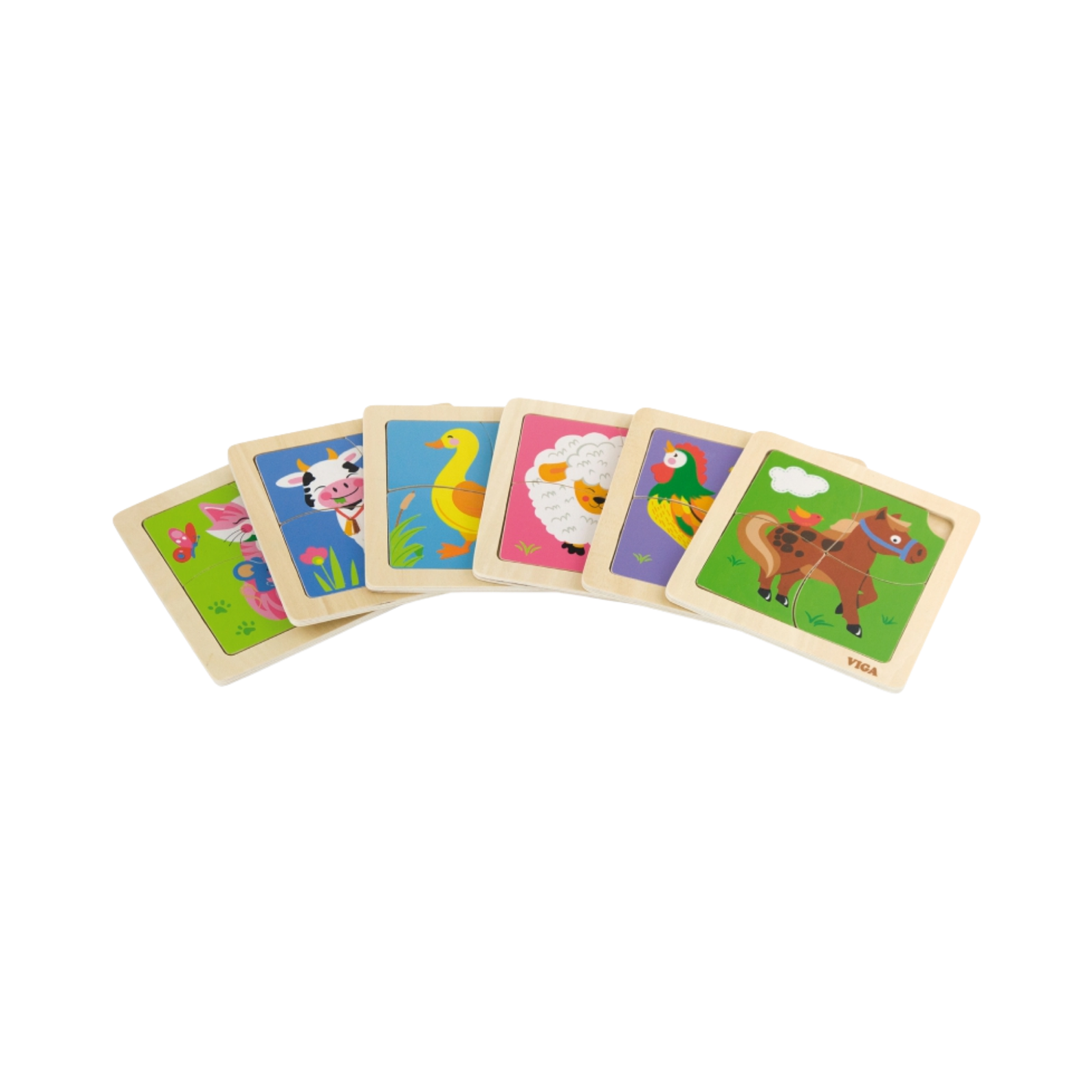 Viga Horse, 4 Piece Block Puzzle, Montessori Wooden Toy, Develops Sensory, Cognitive & Fine Motor Skills, Non-Toxic & Eco-friendly Kids Educational Toy, Suitable for Boys and Girls Aged 12M+