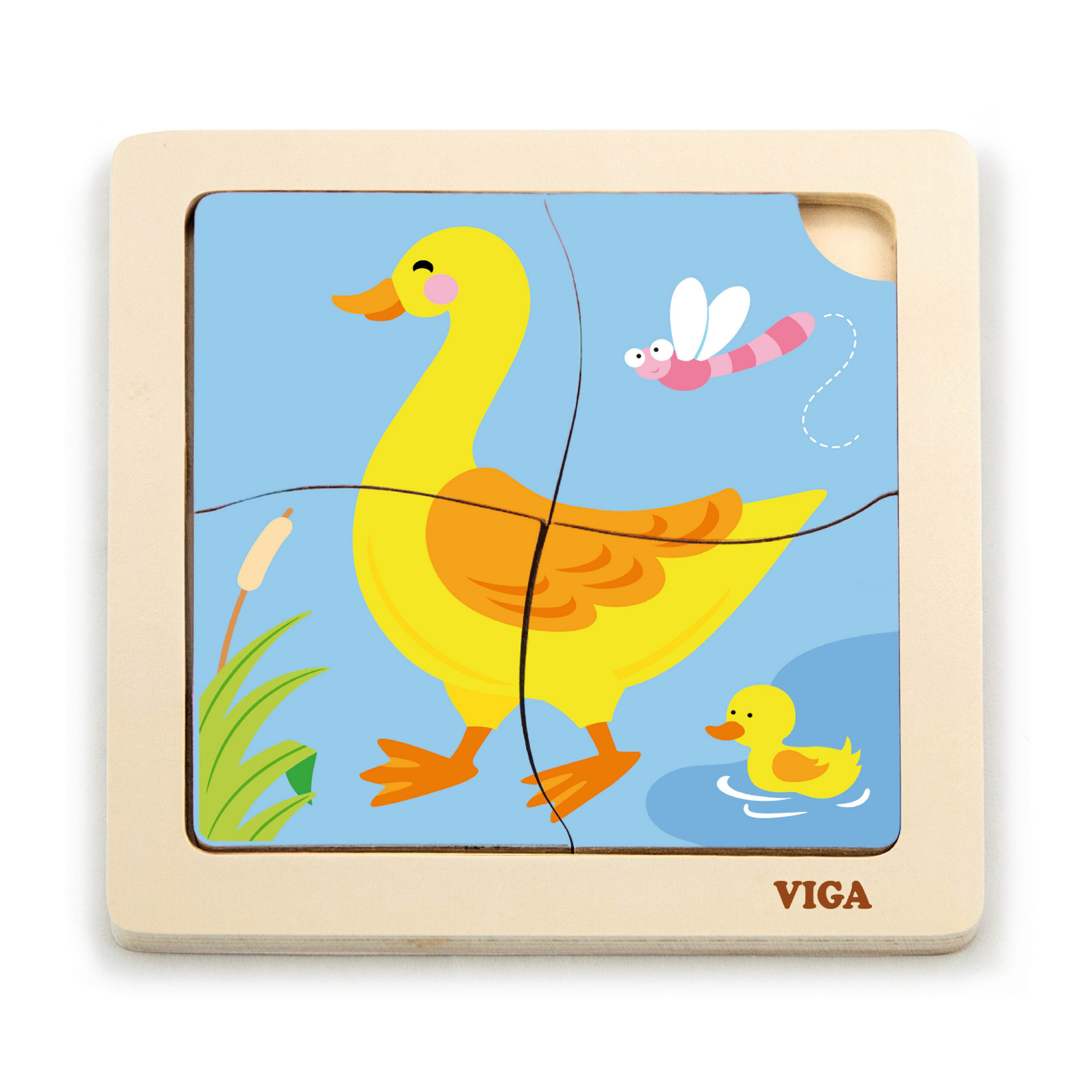 Viga Duck, 4 Piece Block Puzzle, Montessori Wooden Toy, Develops Sensory, Cognitive & Fine Motor Skills, Non-Toxic & Eco-friendly Kids Educational Toy, Suitable for Boys and Girls Aged 12M+