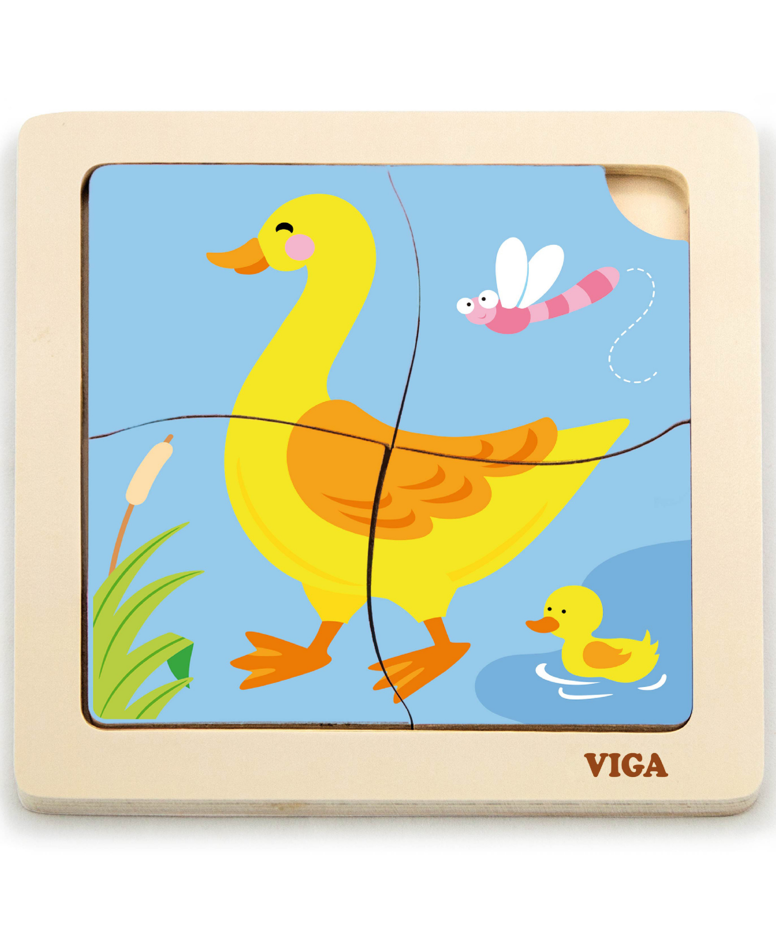Viga Duck, 4 Piece Block Puzzle, Montessori Wooden Toy, Develops Sensory, Cognitive & Fine Motor Skills, Non-Toxic & Eco-friendly Kids Educational Toy, Suitable for Boys and Girls Aged 12M+