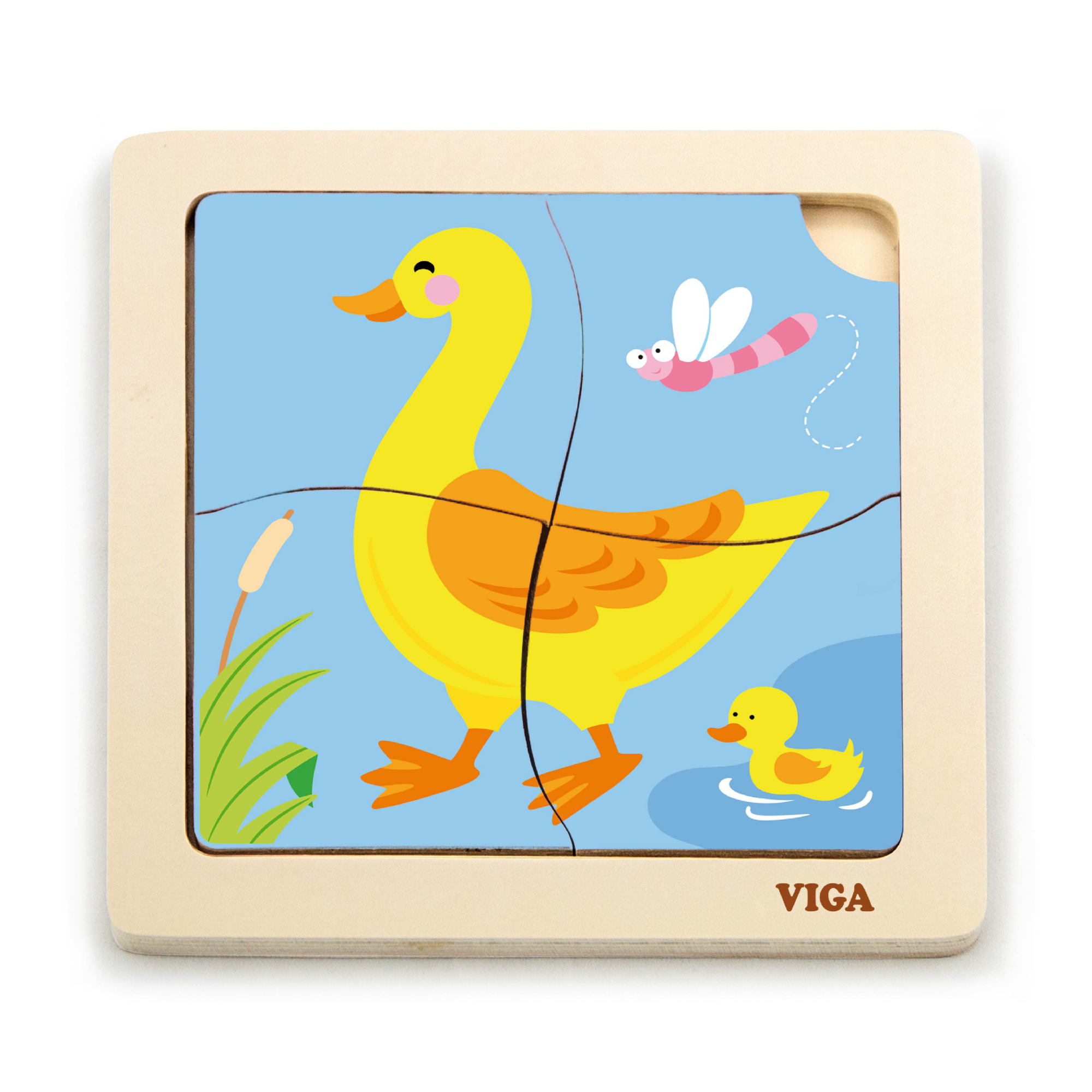 Viga Duck, 4 Piece Block Puzzle, Montessori Wooden Toy, Develops Sensory, Cognitive & Fine Motor Skills, Non-Toxic & Eco-friendly Kids Educational Toy, Suitable for Boys and Girls Aged 12M+