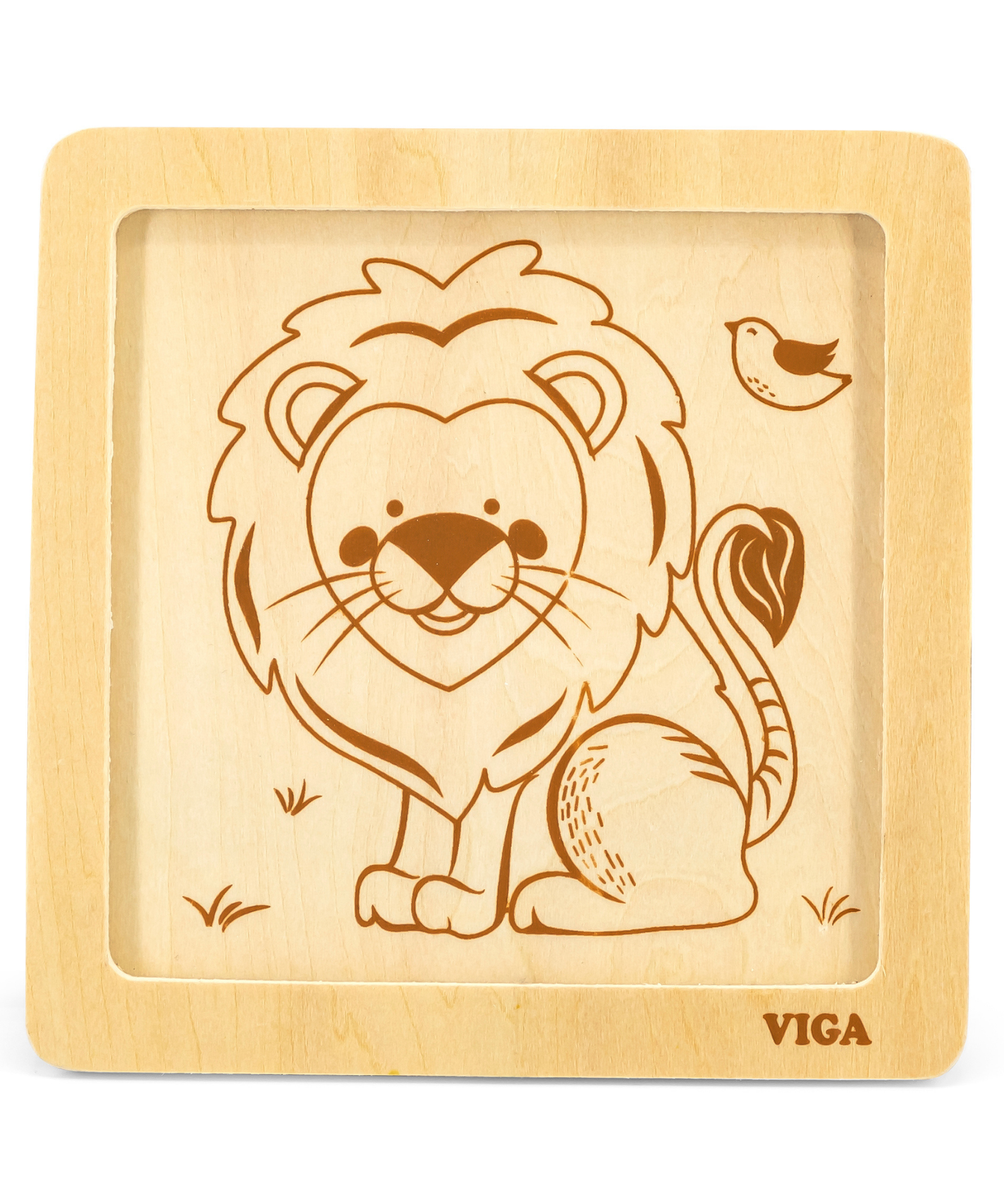 Viga Lion, 4 Piece Block Puzzle, Montessori Wooden Toy, Develops Sensory, Cognitive & Fine Motor Skills, Non-Toxic & Eco-friendly Kids Educational Toy, Suitable for Boys and Girls Aged 12M+