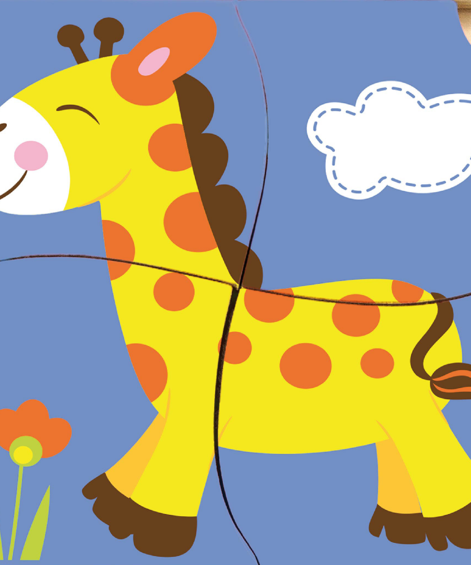 Viga Giraffe, 4 Piece Block Puzzle, Montessori Wooden Toy, Develops Sensory, Cognitive & Fine Motor Skills, Non-Toxic & Eco-friendly Kids Educational Toy, Suitable for Boys and Girls Aged 12M+