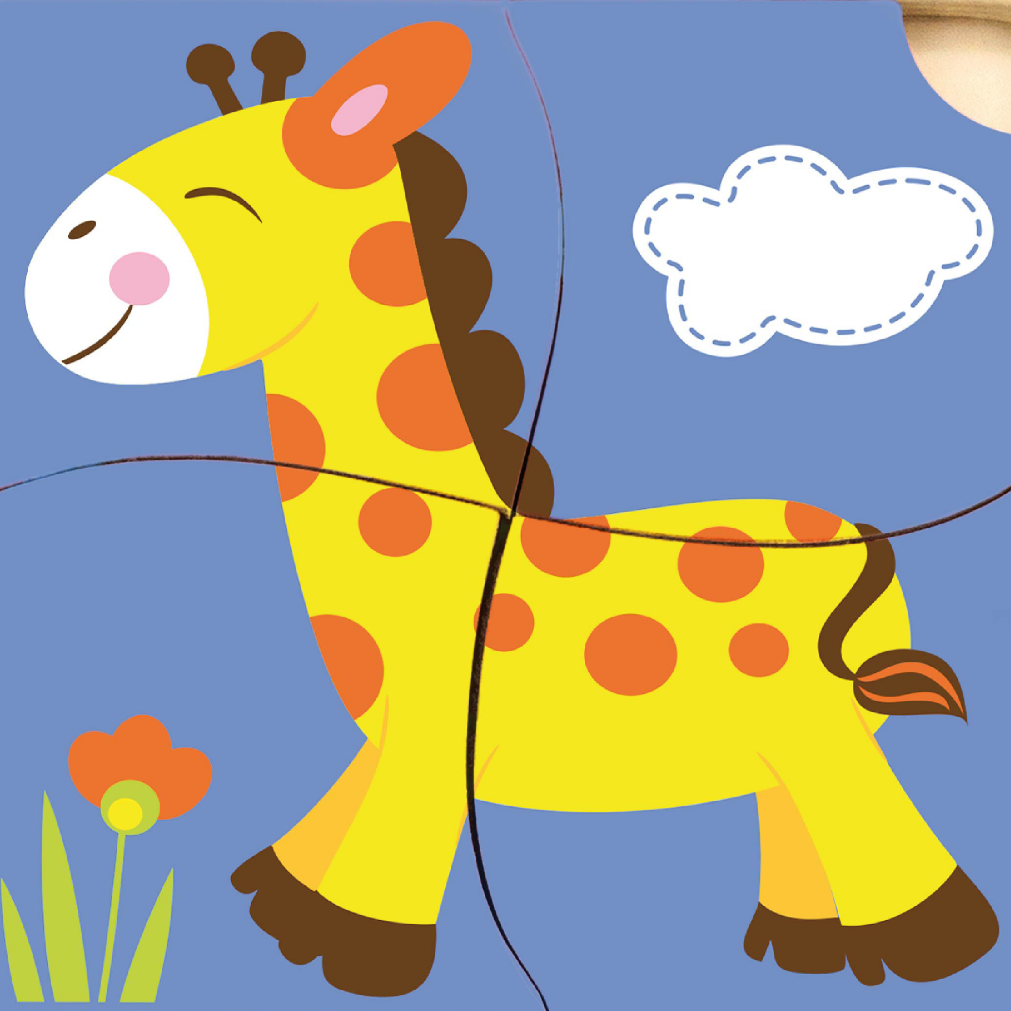 Viga Giraffe, 4 Piece Block Puzzle, Montessori Wooden Toy, Develops Sensory, Cognitive & Fine Motor Skills, Non-Toxic & Eco-friendly Kids Educational Toy, Suitable for Boys and Girls Aged 12M+